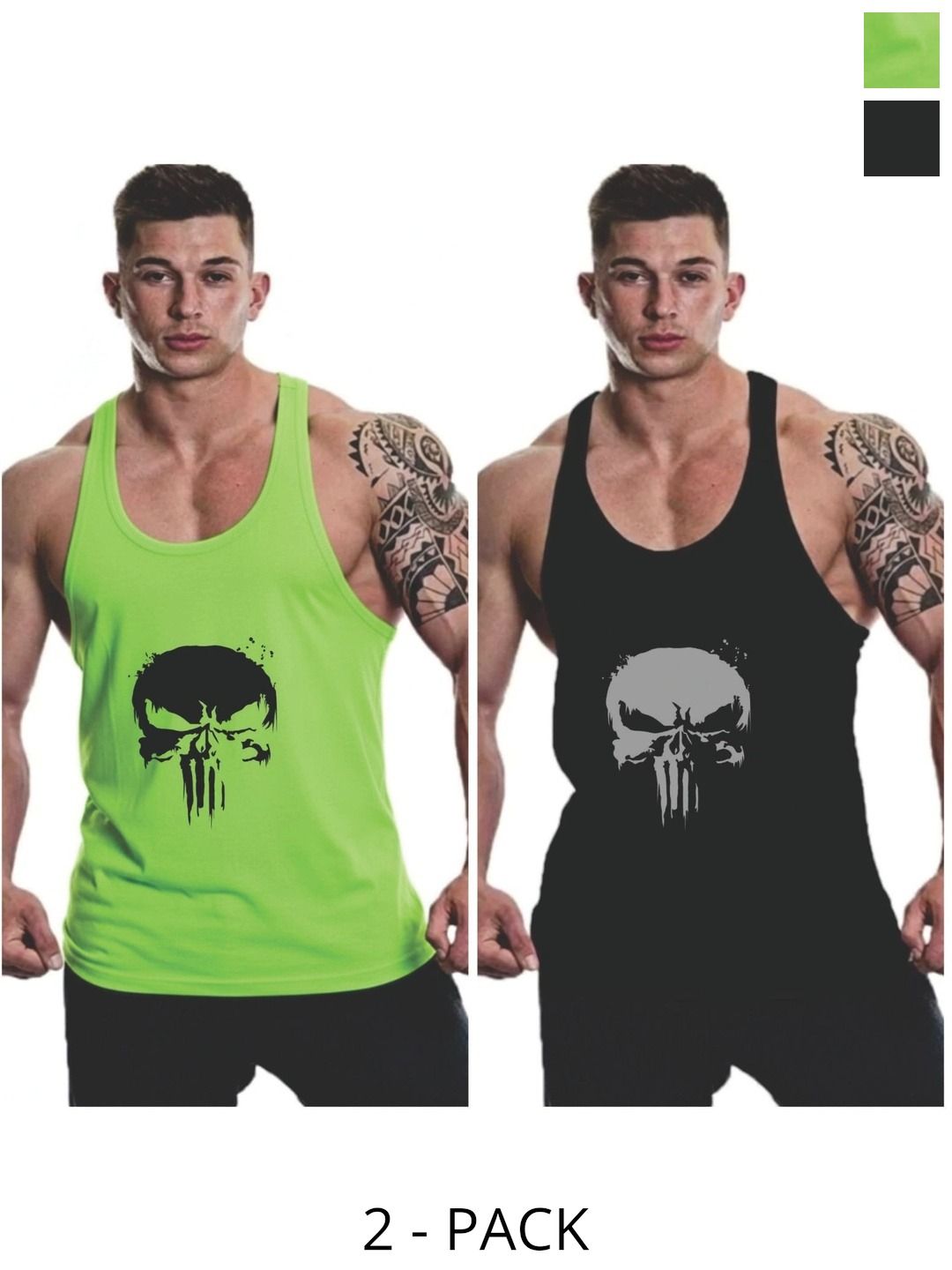 FURRR Pack of 2 Printed Assorted Cotton Blend Gym Vest-image-47
