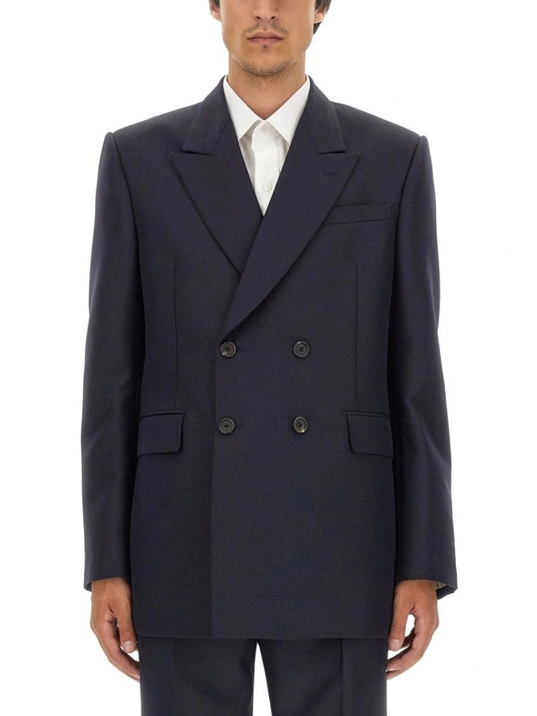 Alexander McQueen Navy Blue Solid Blazer-picture-36