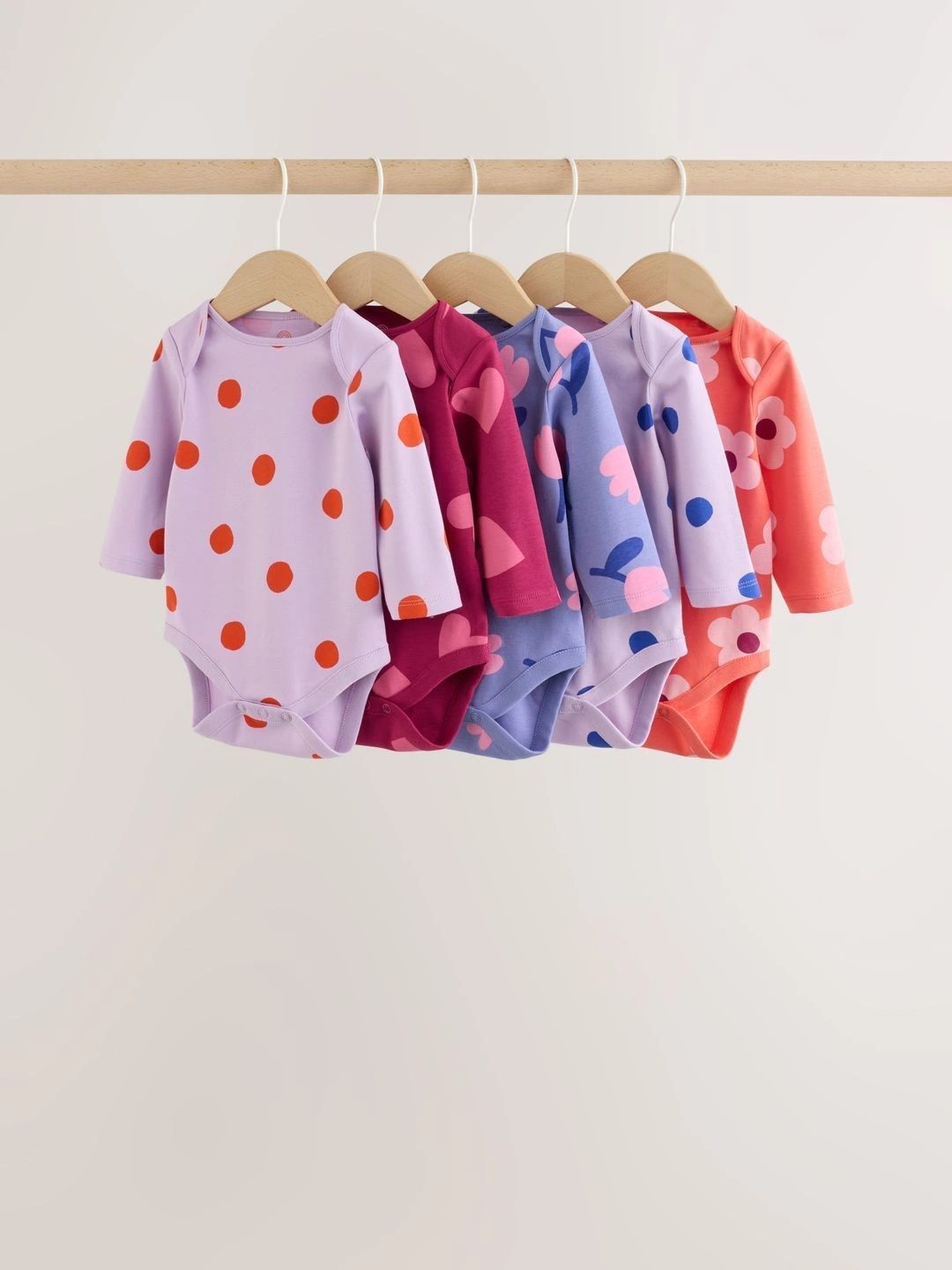 NEXT Girls Pack of 5 Long Sleeve Baby Bodysuit-picture-28