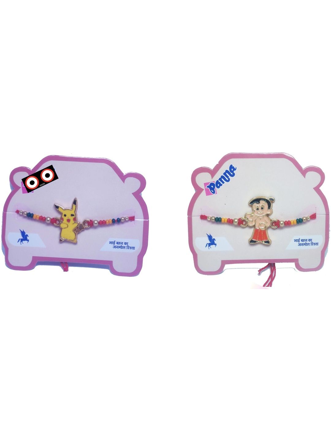 SPRHA Set Of 4 Kids Thread Beaded Rakhi With Roli Chawal-picture-29