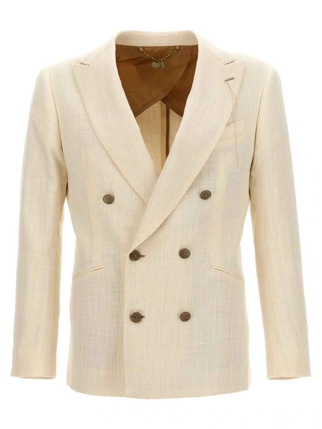 Maurizio Miri White Textured Shawl Lapel Blazer-picture-34
