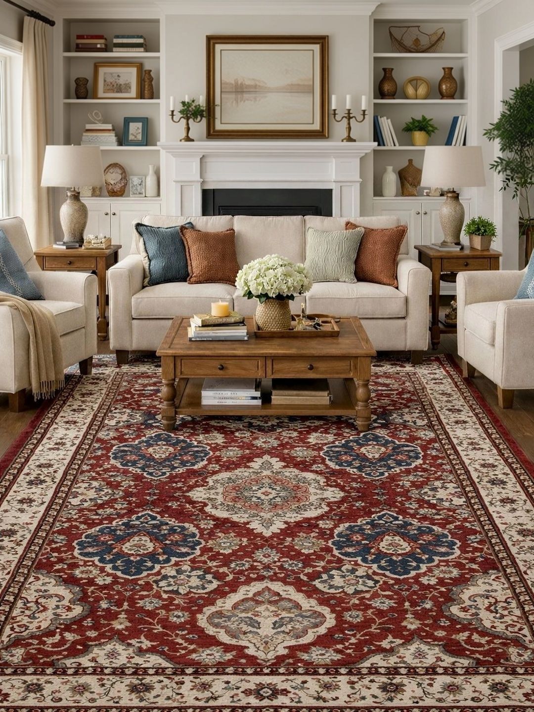 Myntra Elegant Homes Maroon Traditional Anti-Skid Polyester Carpet-image-23