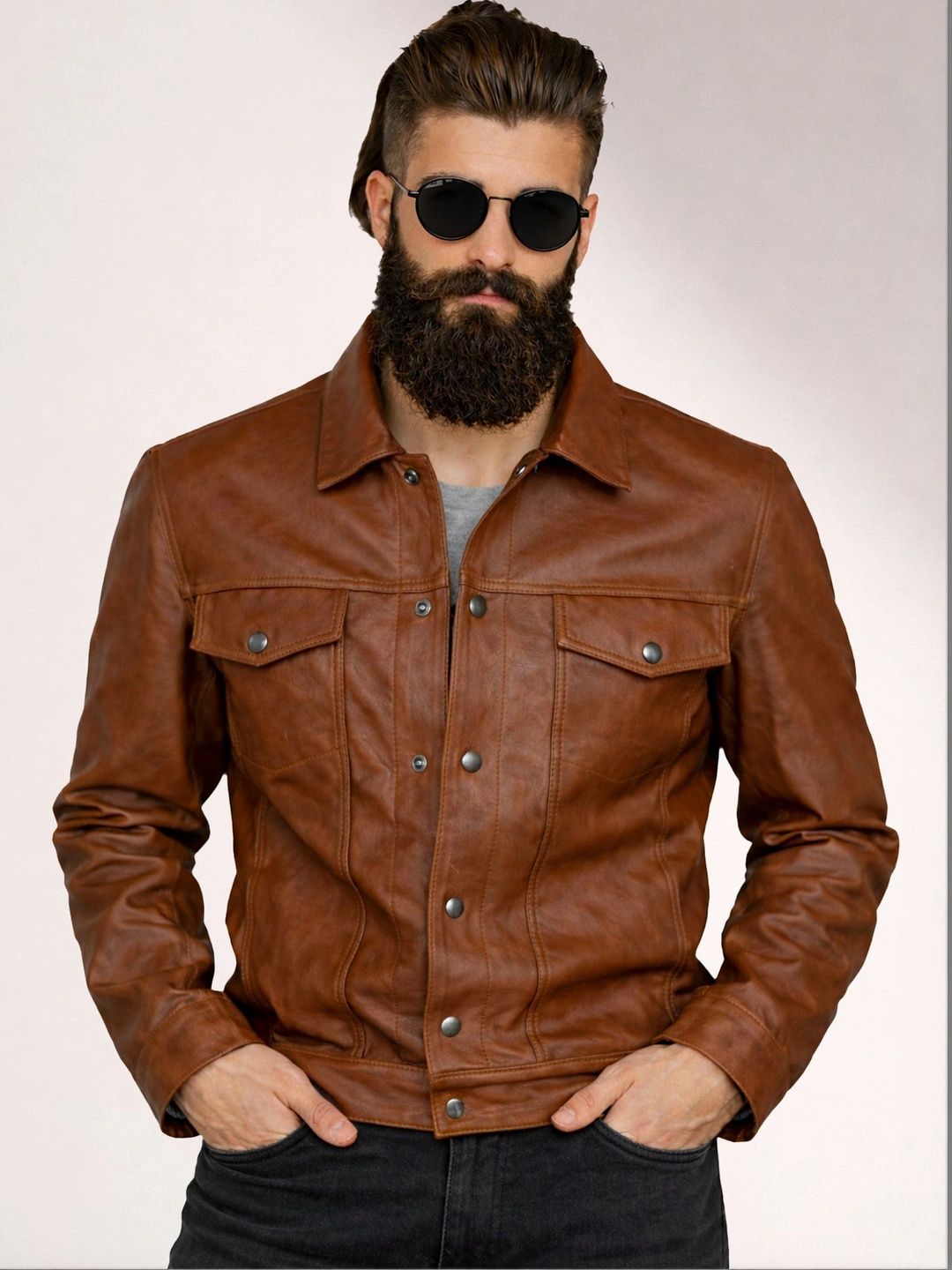 Leather Retail Men Outdoor Leather Jacket-picture-40