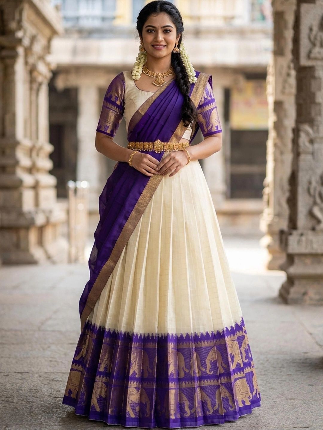 DRIP CHOWK Semi-Stitched Lehenga & Unstitched Blouse With Dupatta-image-16