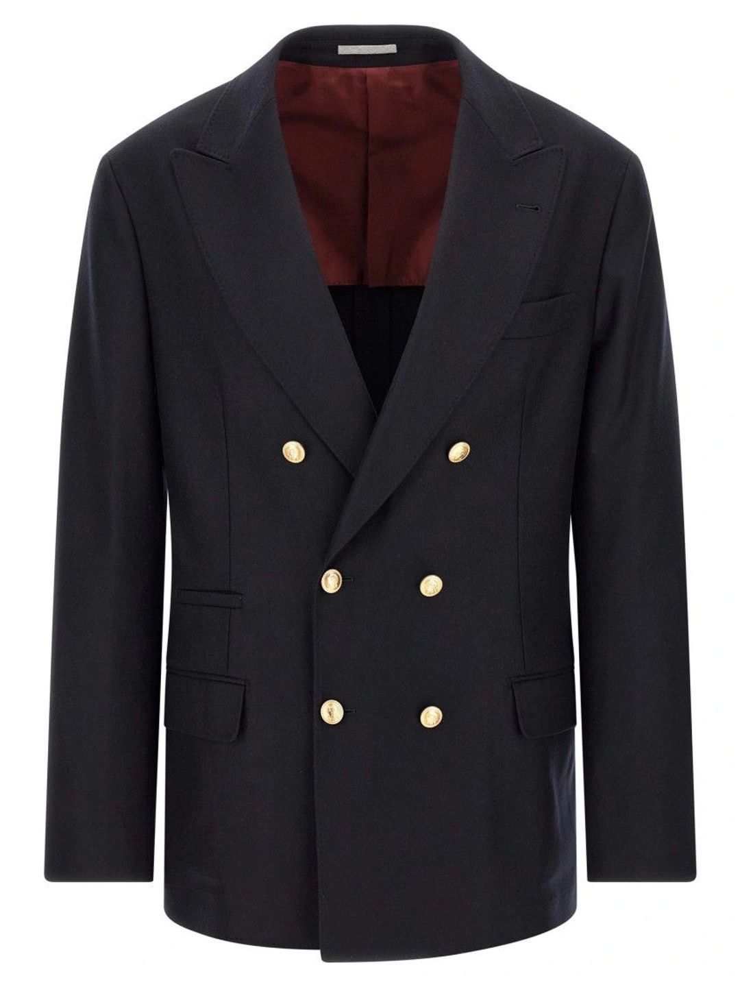 Brunello Cucinelli Navy Blue Peaked Lapel Blazer-picture-33