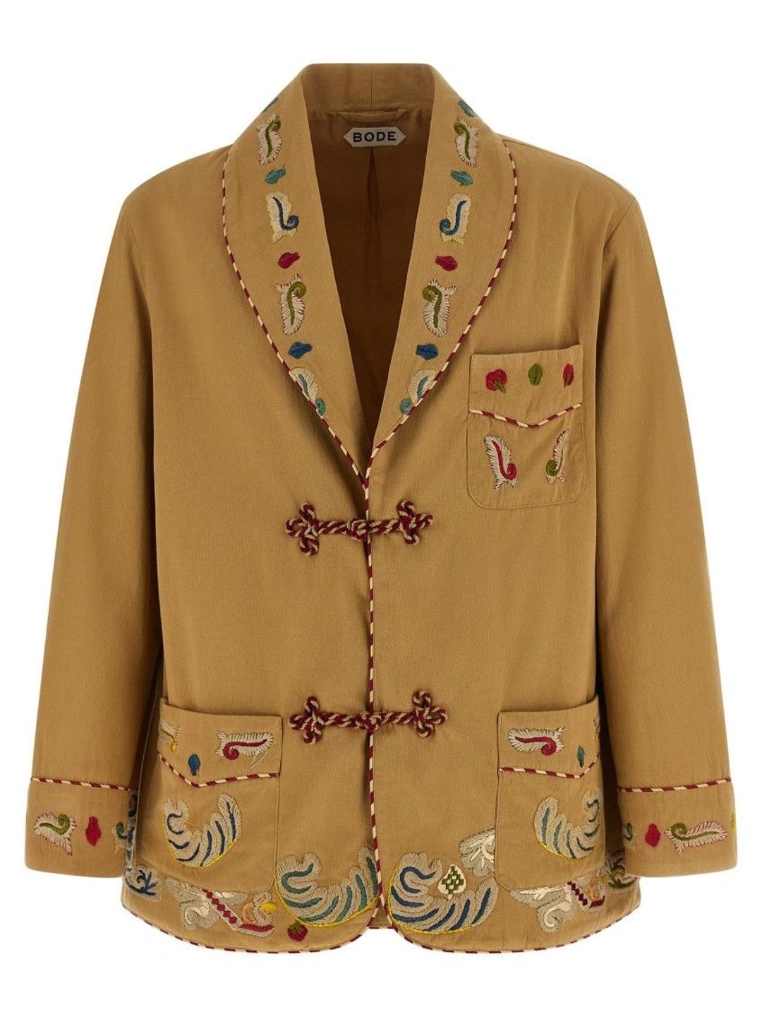Bode Light Brown Shawl Lapel Blazer-picture-11