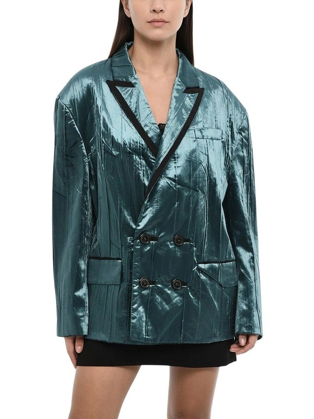 Dsquared2 Blue Solid Notched Lapel Blazer-picture-47