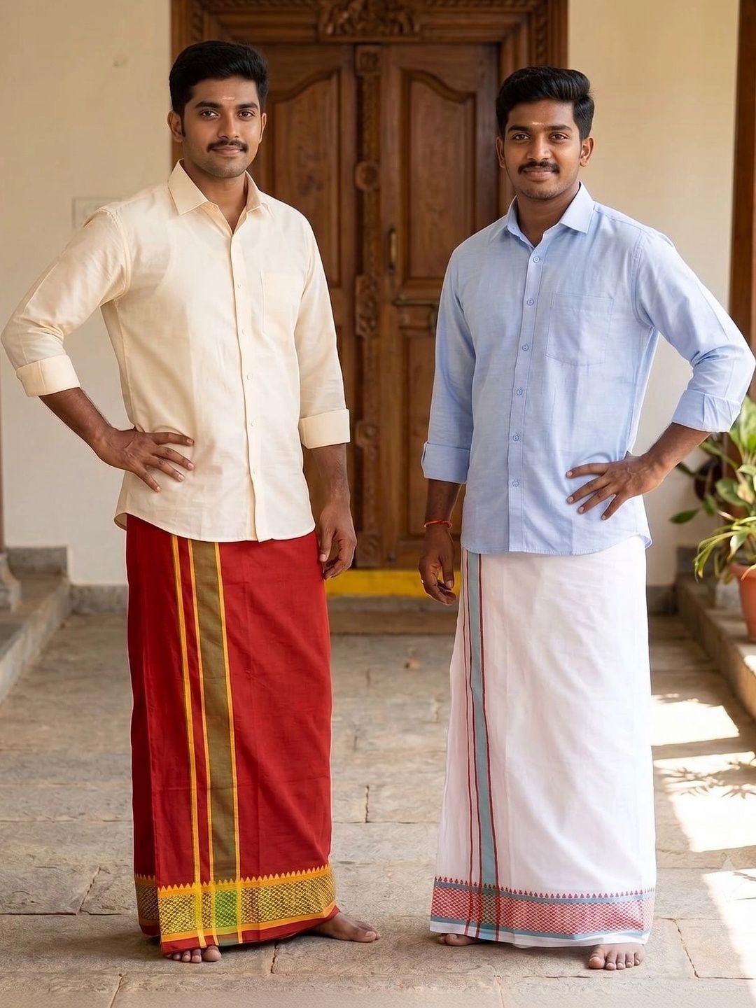 Hornbill Enterprises Men Striped Cotton Dhoti Dhotis-picture-13