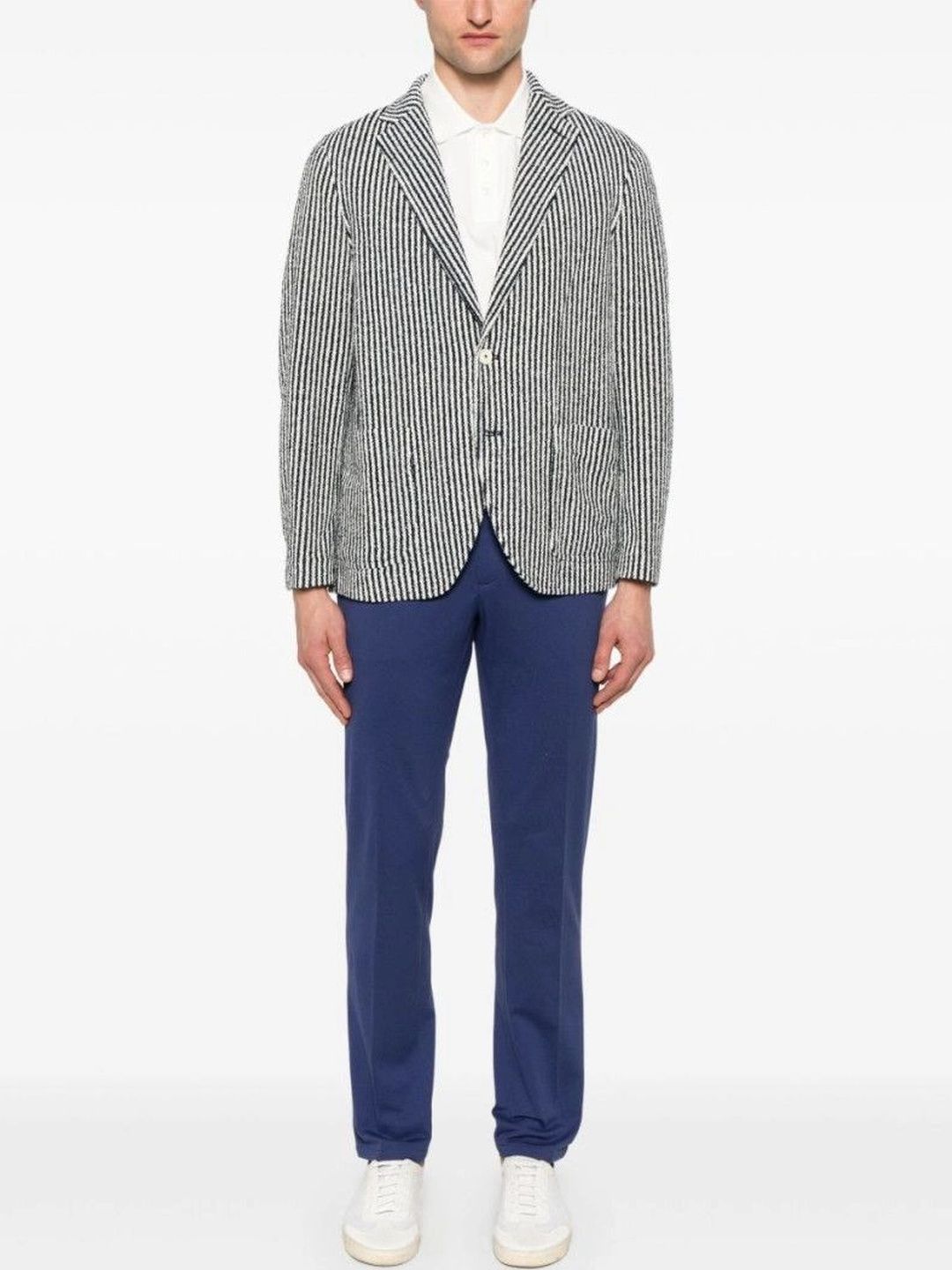 Circolo 1901 Dark Blue Striped Cotton Blazer-picture-48
