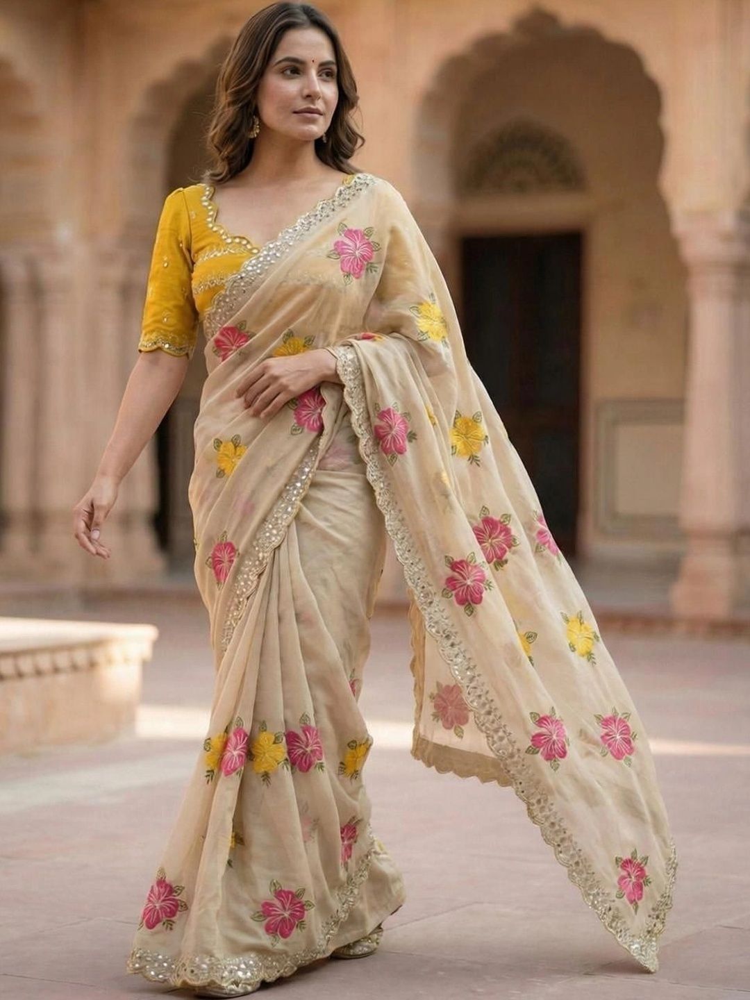 Dream Crushers Embellished Sequinned Poly Georgette Heavy Work Saree-picture-11