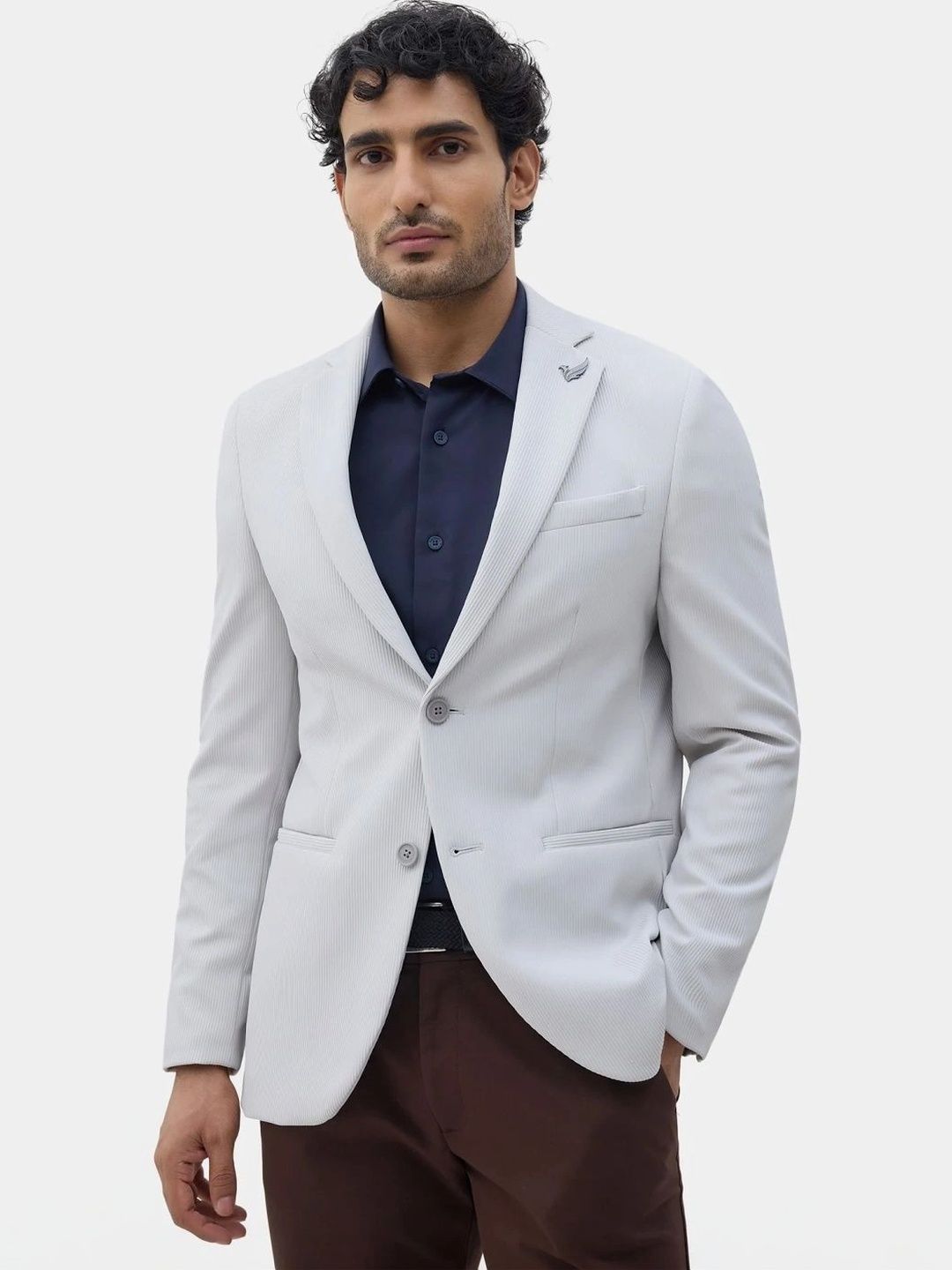 Blackberrys Self Design Notched Lapel Single-Breasted Slim Fit Formal Blazers-picture-49