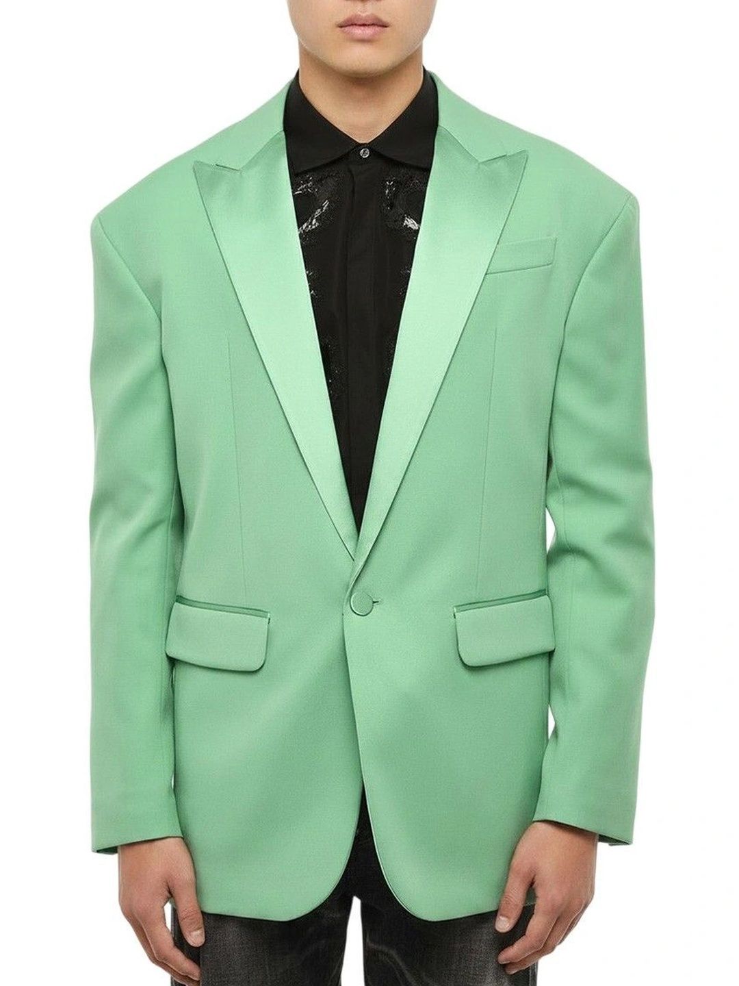 Dsquared2 Green Peaked Lapel Blazer-image-17