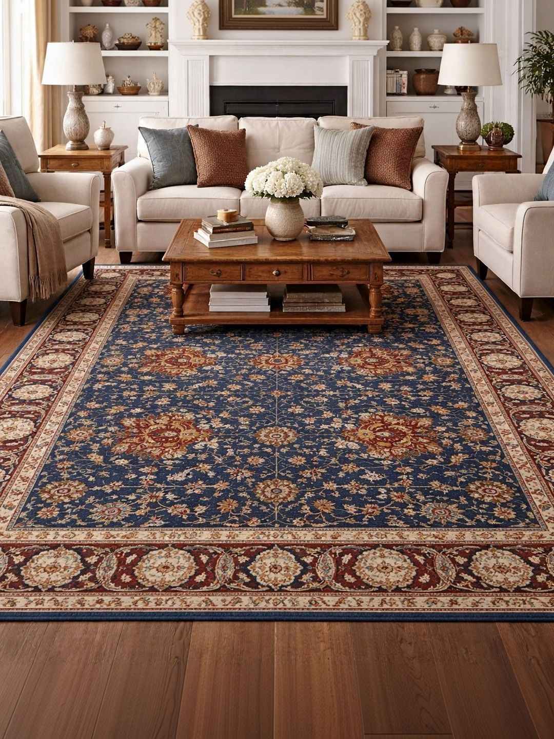 Myntra Elegant Homes Maroon Traditional Anti-Skid Polyester Carpet-image-37