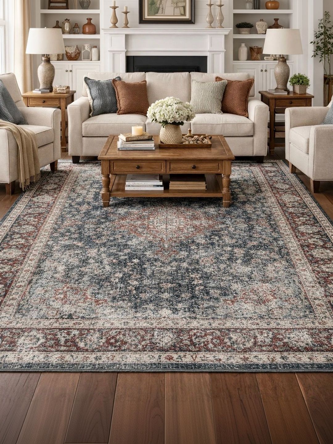 Myntra Elegant Homes Grey Traditional Anti-Skid Polyester Carpet-picture-12