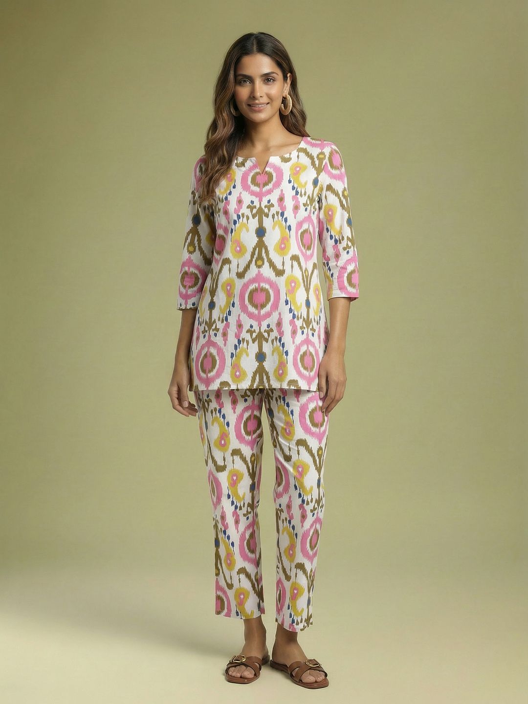 Anouk Ethnic Motifs Printed Regular Kurti with Pyjamas-picture-57