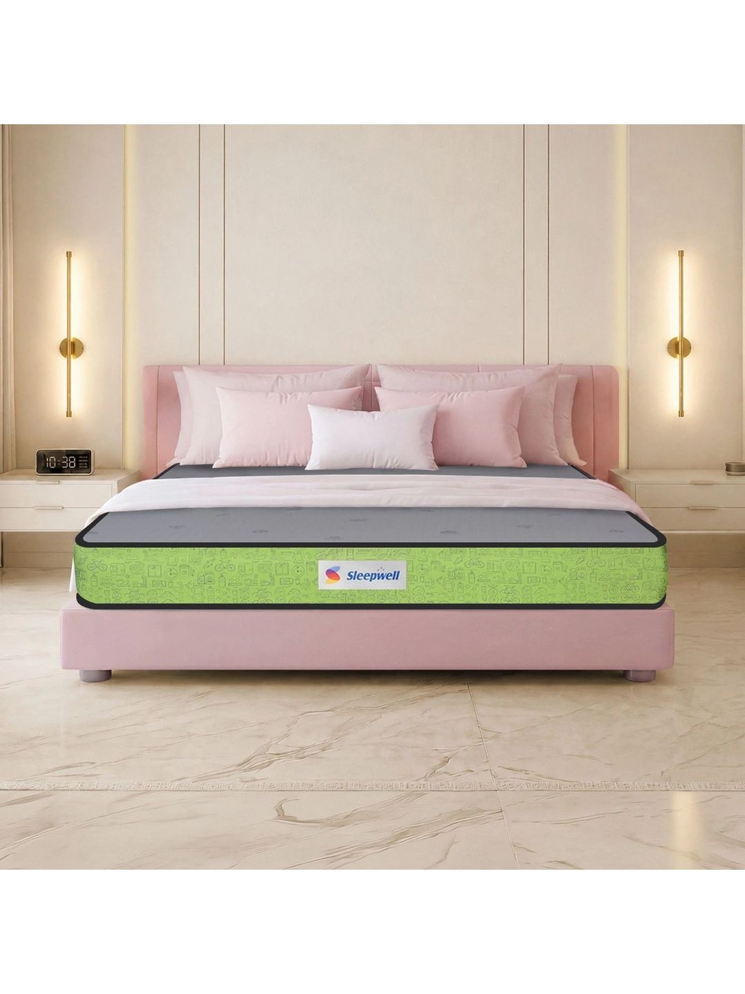 Sleepwell Green & Grey Orthopedic Back Sleepers Quilted Single Mattress-image-39