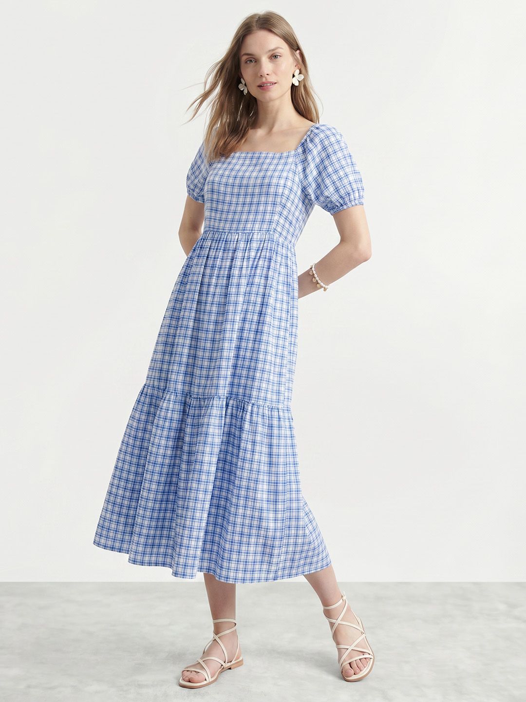 Mast & Harbour Checked A-Line Midi Dress-picture-15