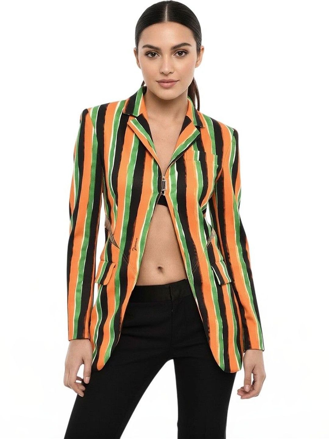 Dsquared2 Multicolor Stripes Notched Lapel Blazer-picture-38