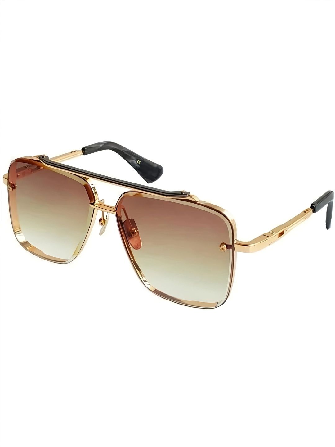 KOPEK Unisex Brown Lens & Gold-Toned Square Sunglasses with-picture-52