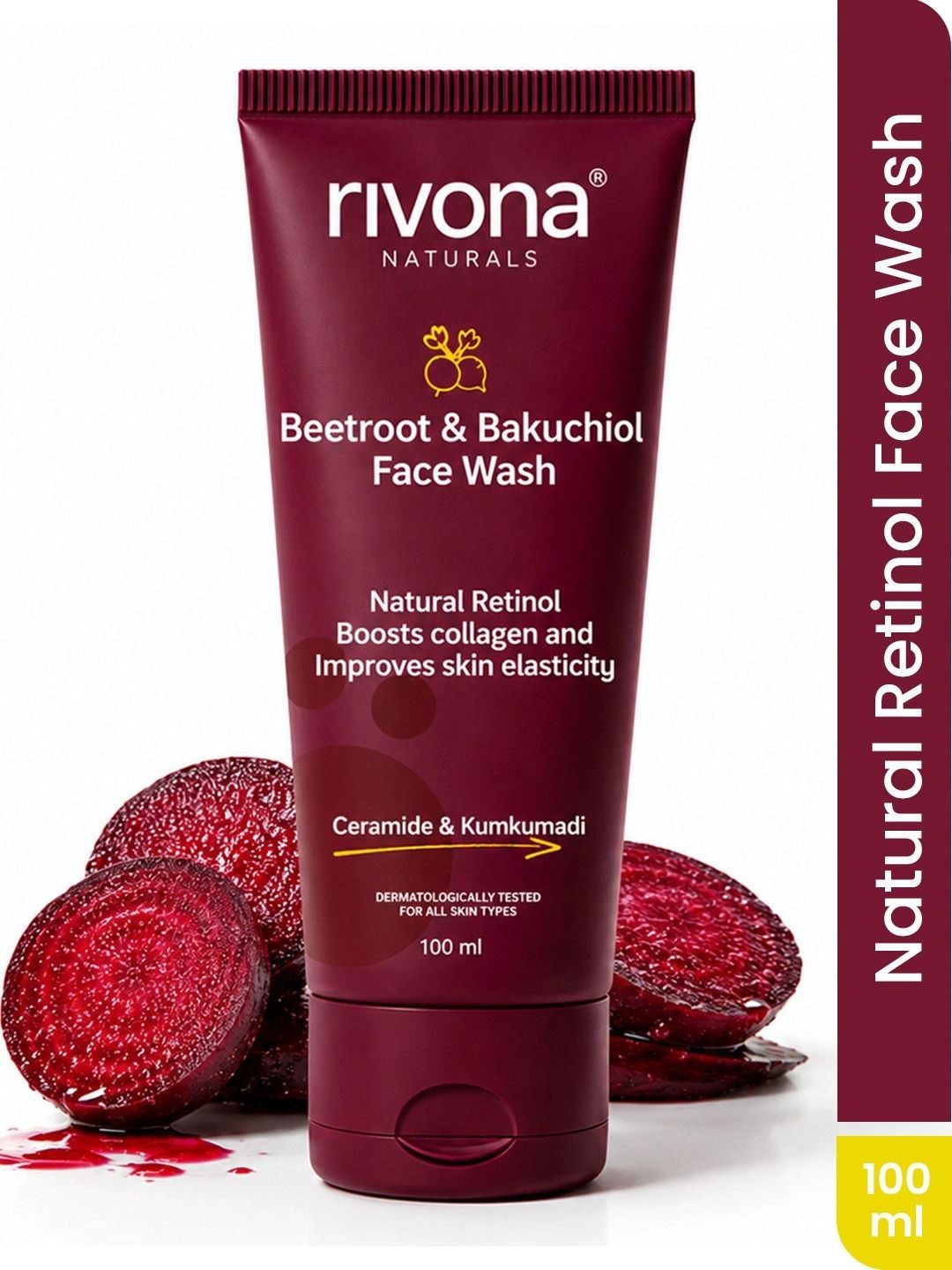 Rivona Naturals Beetroot & Bakuchiol Face Wash for Glowing & Youthful Skin - 100 ml-image-23