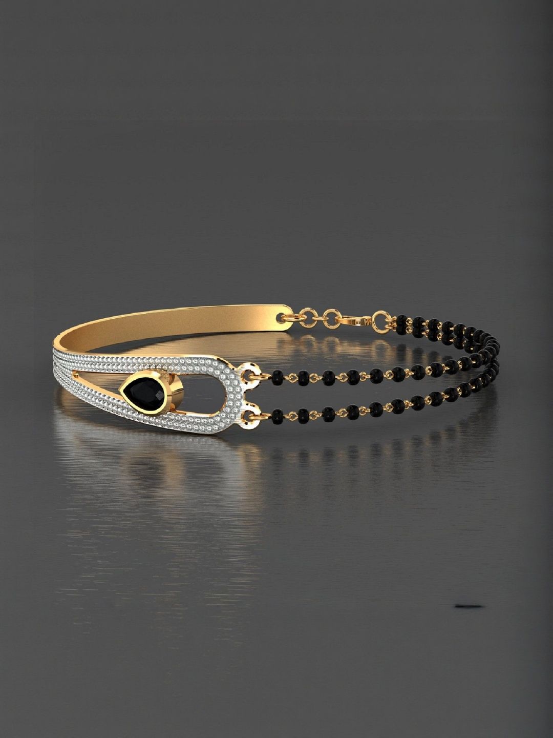 Anouk Gold-Plated Stones Studded & Beaded Mangalsutra Bracelet