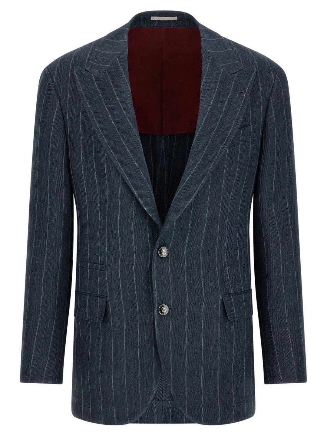 Brunello Cucinelli Blue Peaked Lapel Blazer-picture-34