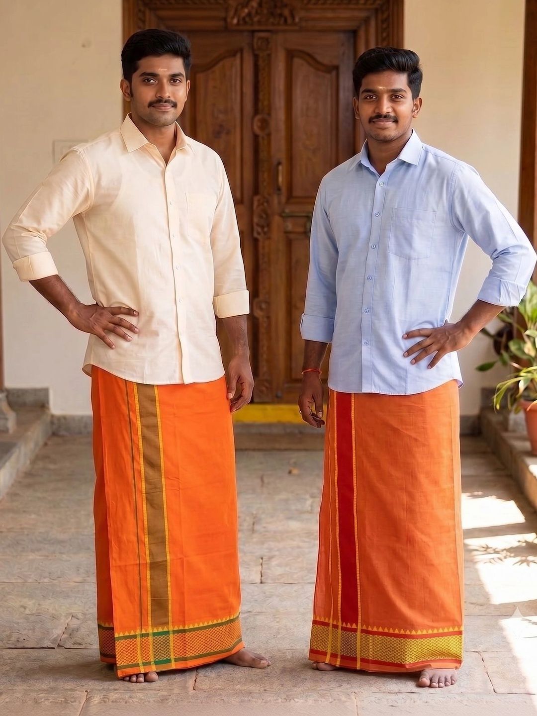 Hornbill Enterprises Men Striped Cotton Dhoti Dhotis-picture-37