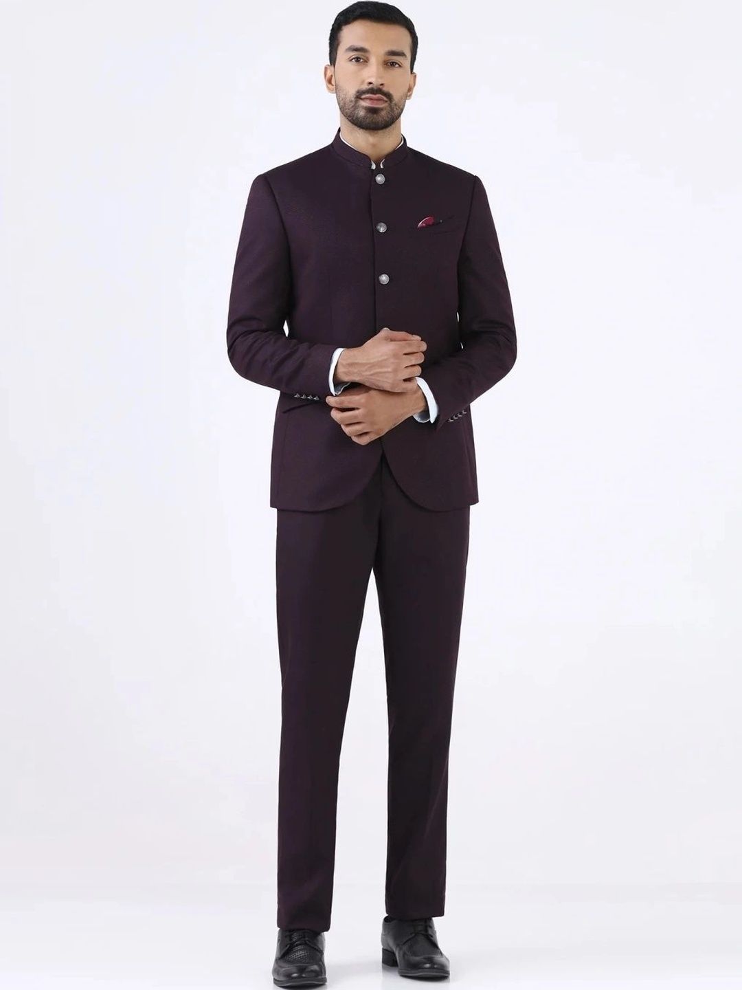 Blackberrys Mandarin Collar Slim Fit 2 Piece Suits-picture-42