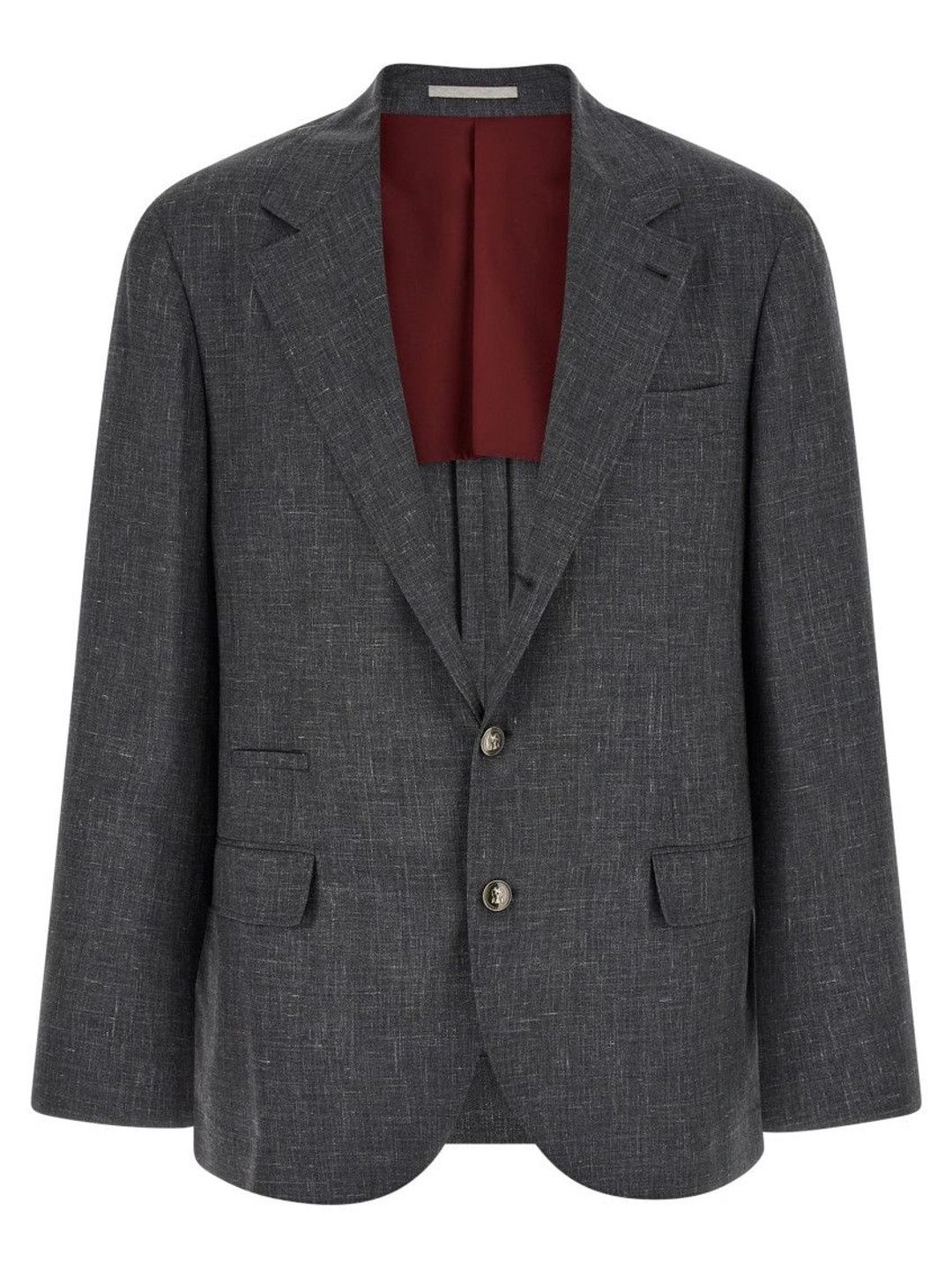 Brunello Cucinelli Dark Grey Notched Lapel Blazer-picture-10