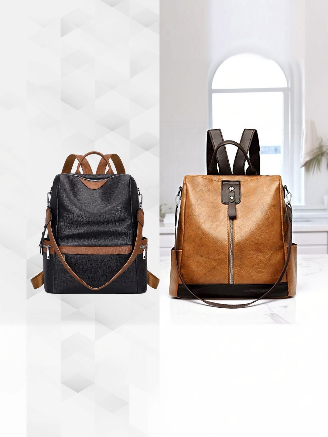 MomsyStore Women Contrast Detail Backpack-picture-30
