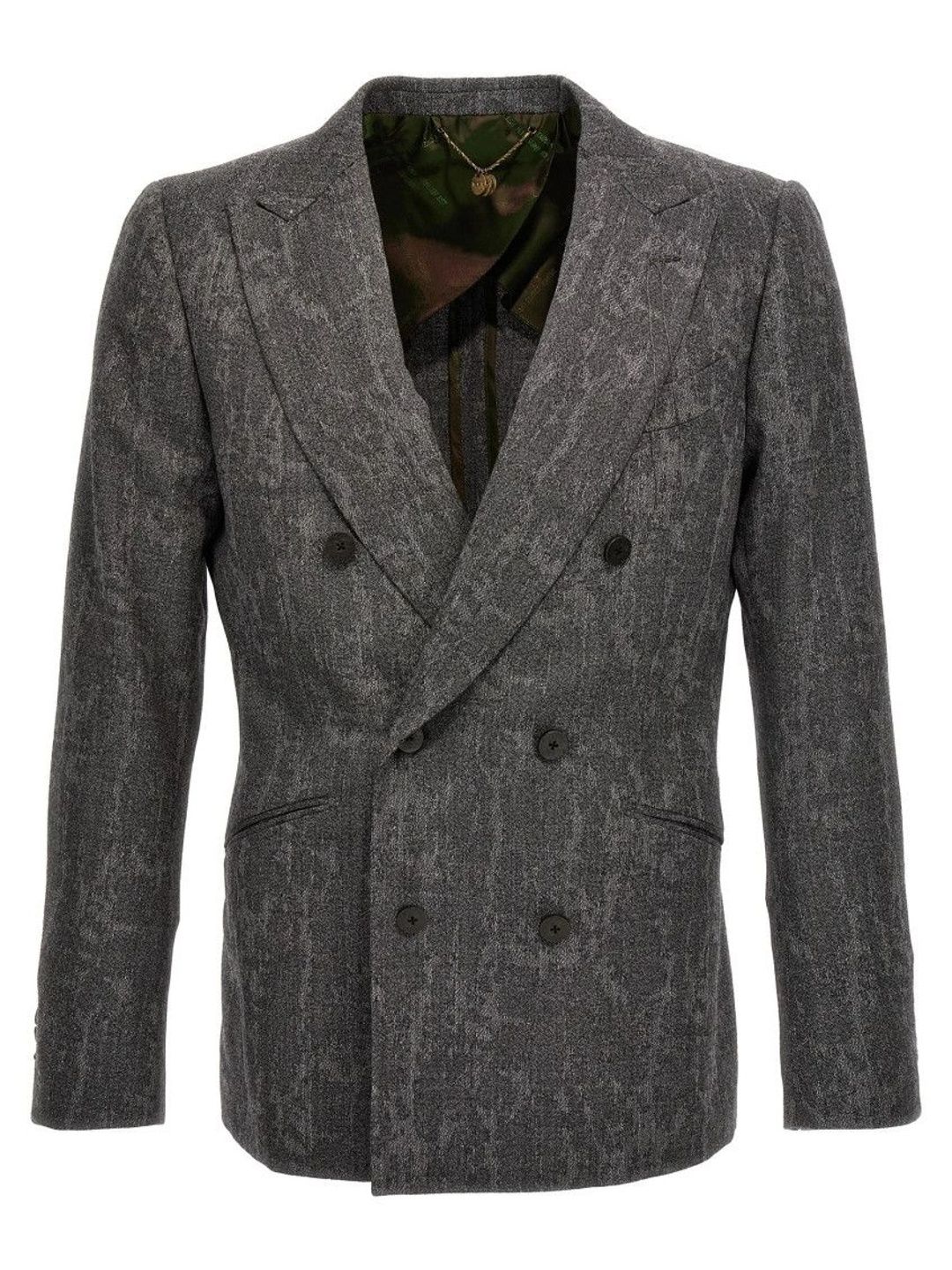 Maurizio Miri Grey Textured Shawl Lapel Blazer-picture-46