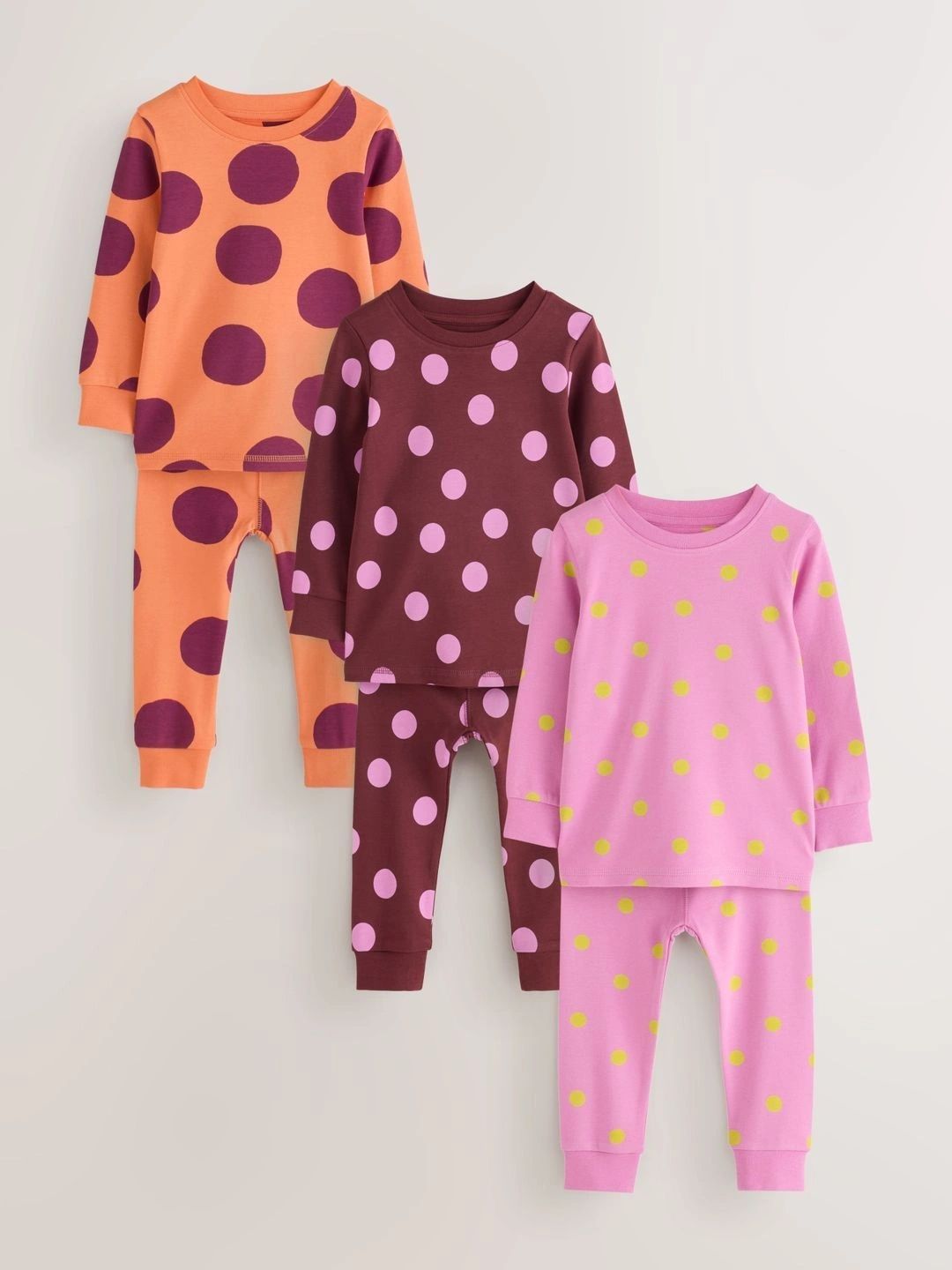 NEXT Girls Pack Of 3 Polka Dot Printed Night suit-picture-48