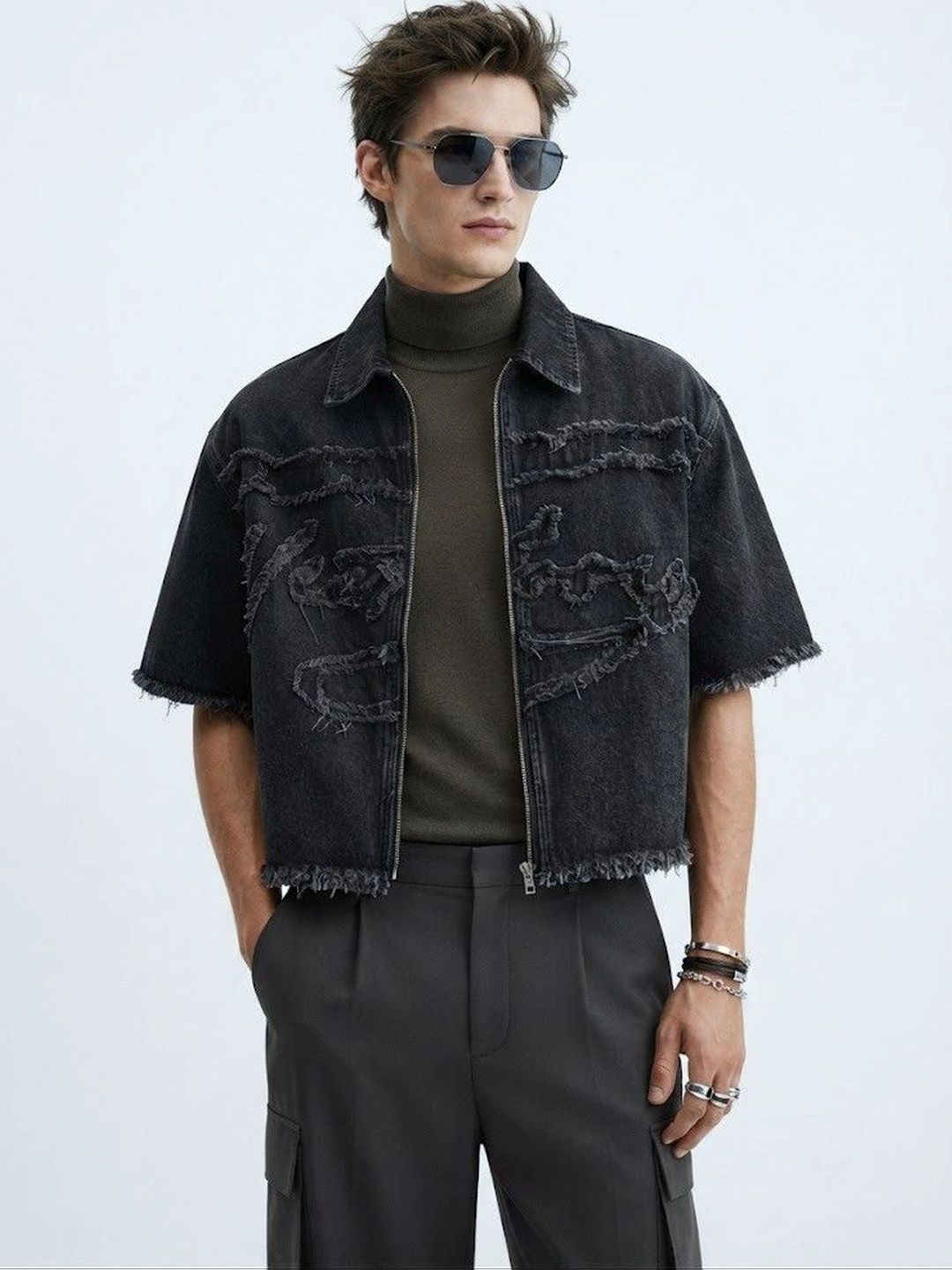 Suo Men Crop Denim Jacket-picture-16