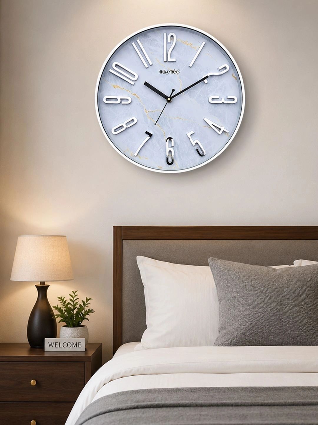 OLIVE TREE Multicoloured Textured Contemporary Wall Clock-image-43