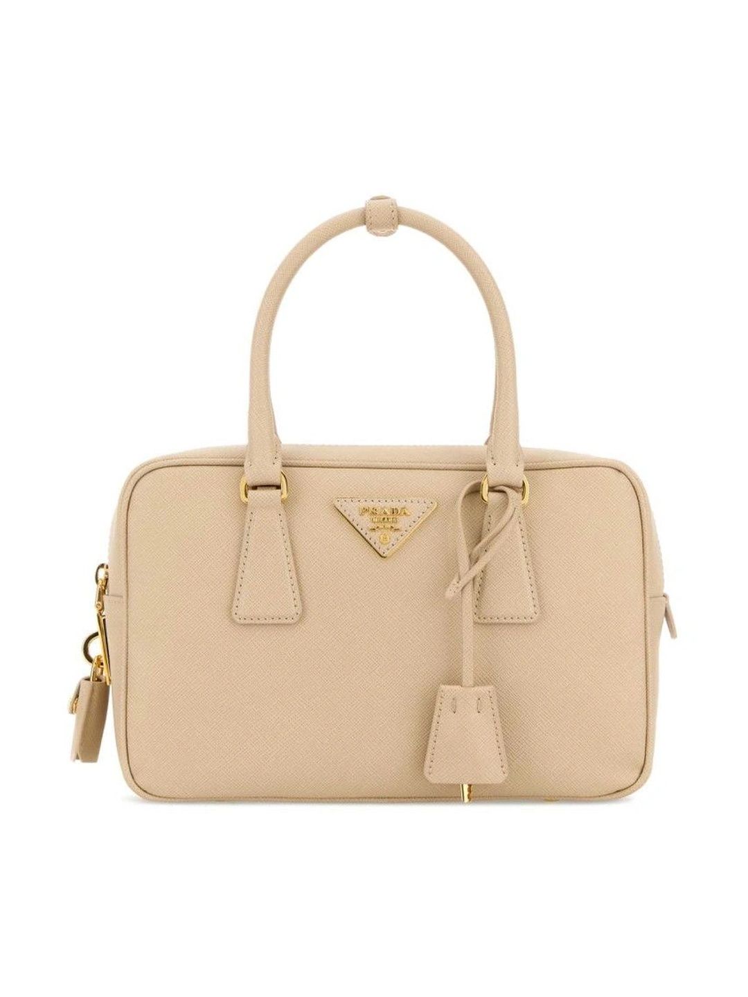 Prada Light Brown Logo Leather Structured Small Satchel Handbag-picture-11
