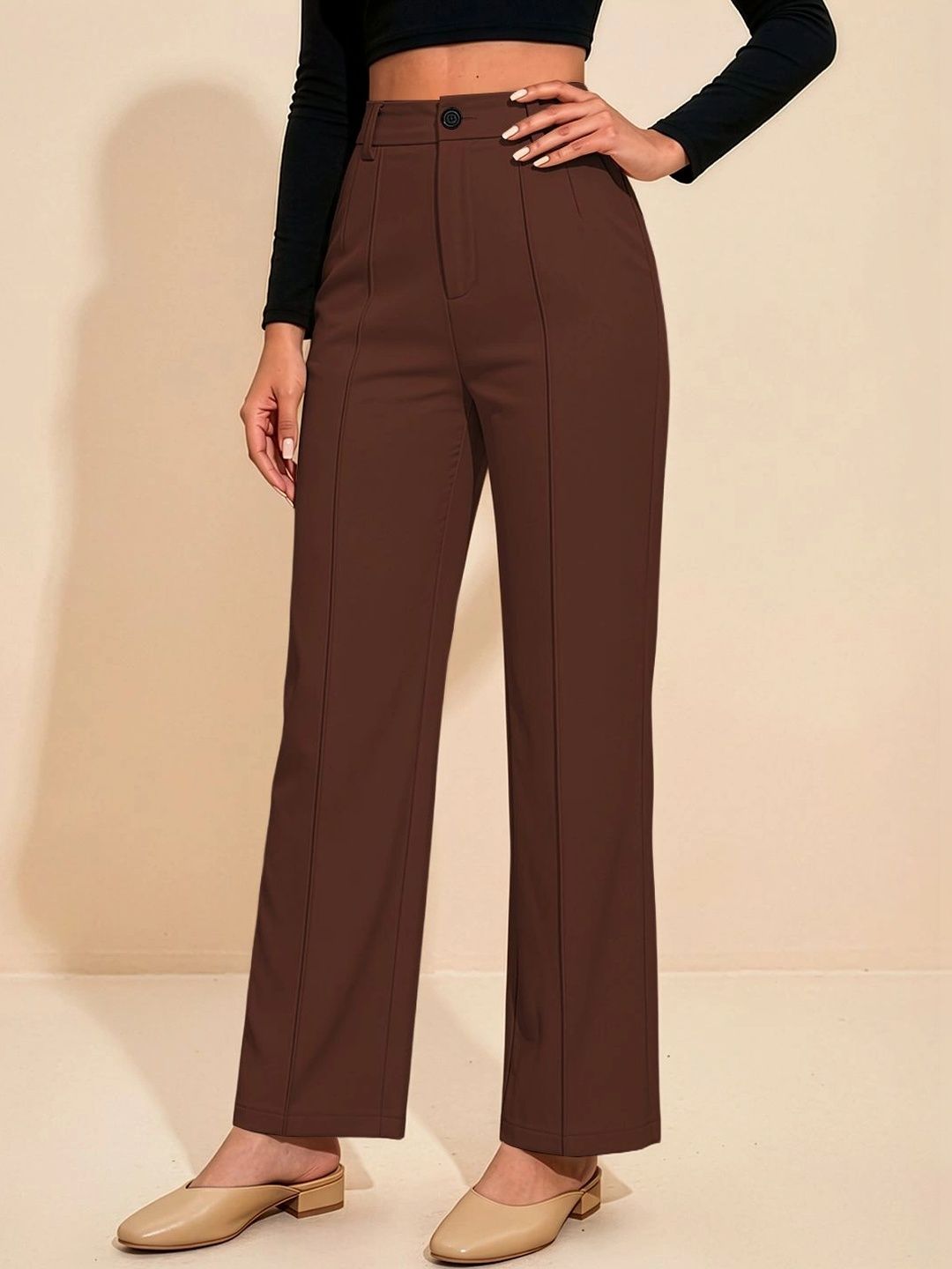 Maheshvi Women Straight Fit High-Rise Trousers-picture-26