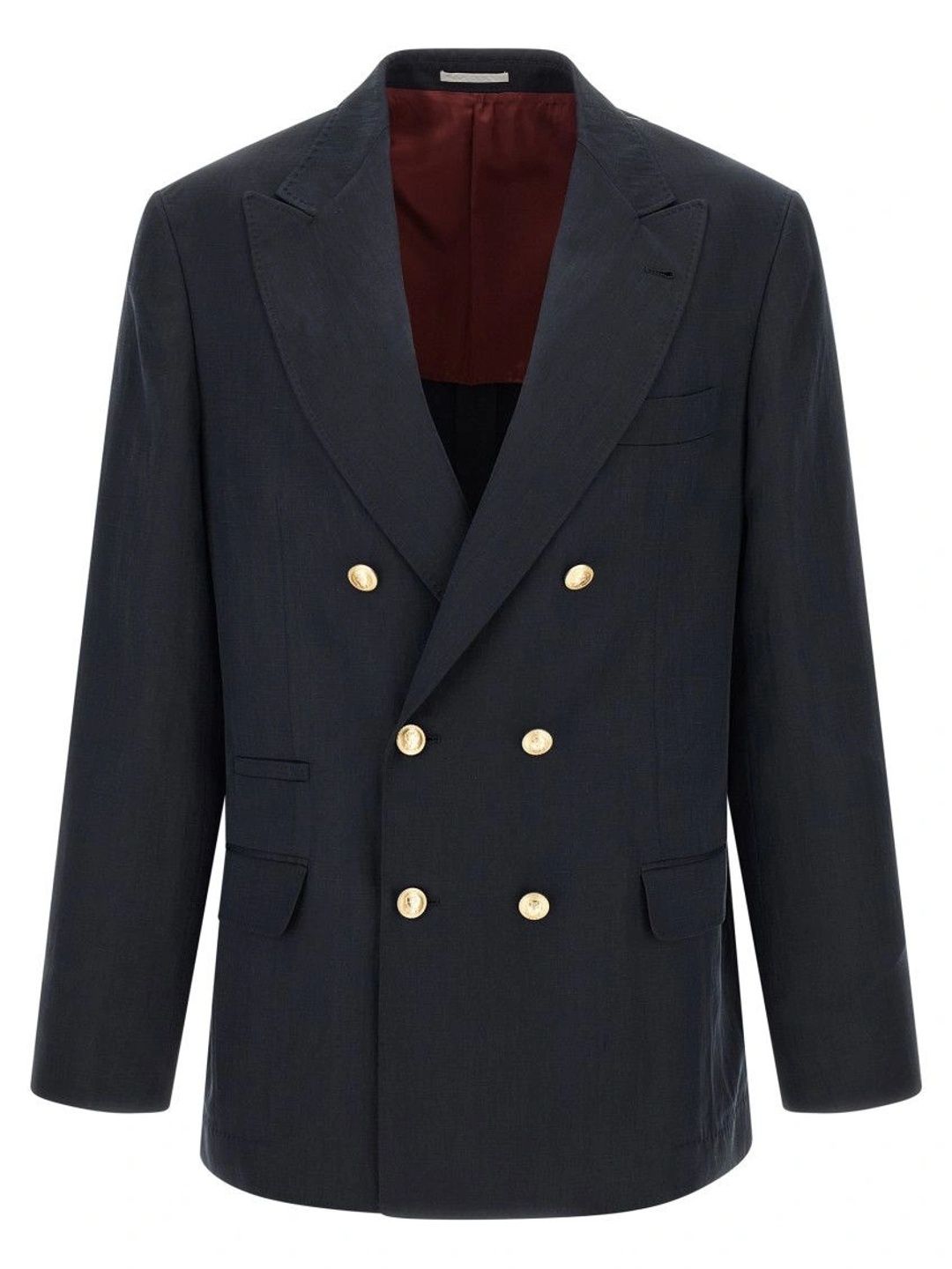 Brunello Cucinelli Blue Peaked Lapel Blazer-picture-22