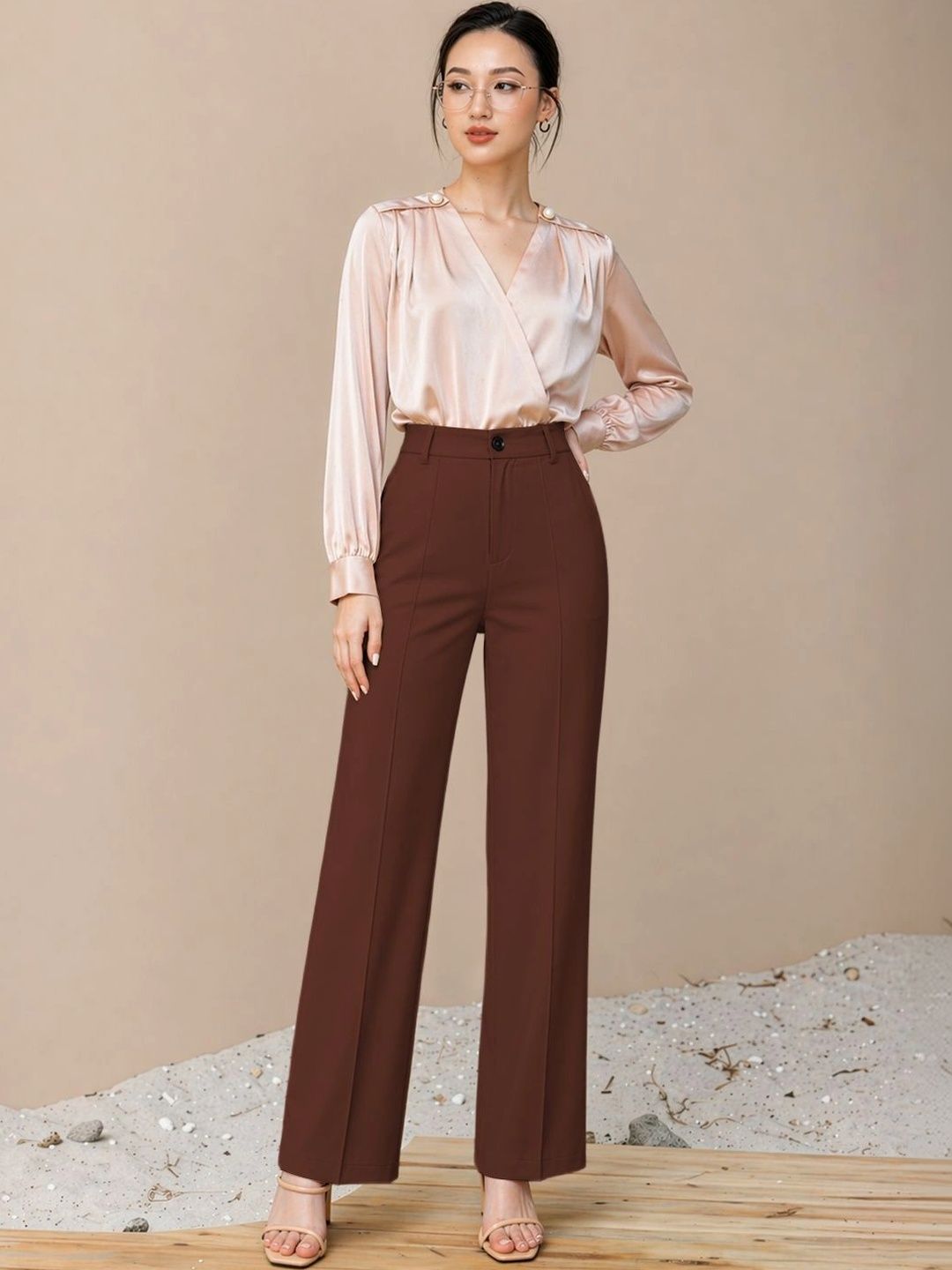 Maheshvi Women Straight Fit High-Rise Trousers-picture-13