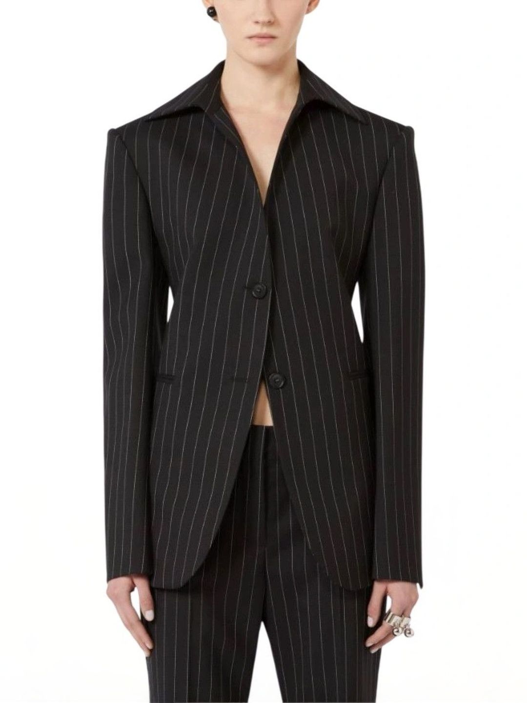 Sportmax Black Stripes Shirt Collar Blazer-picture-20