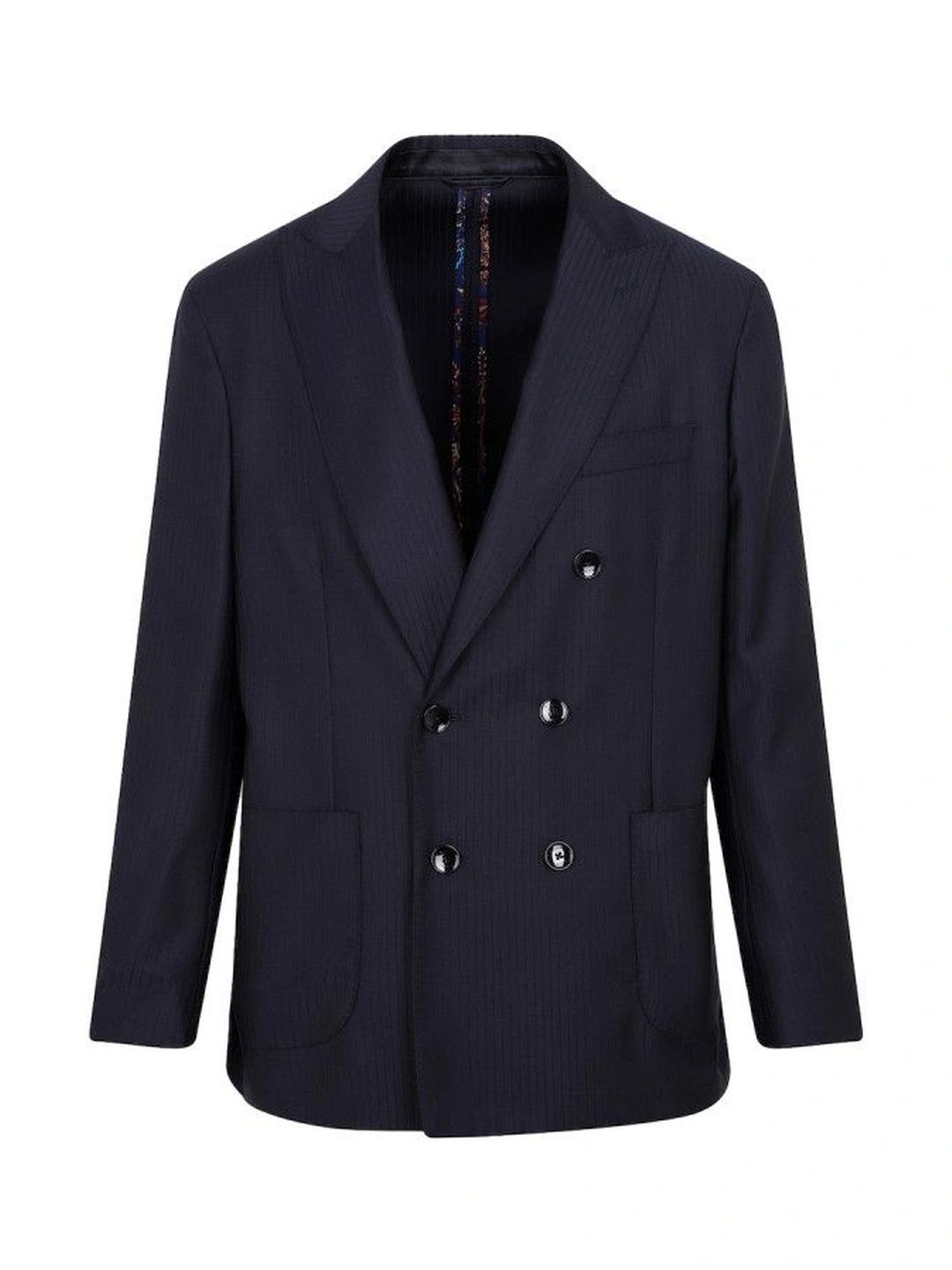 ETRO Navy Blue Pinstripe Pattern Jacket-image-1