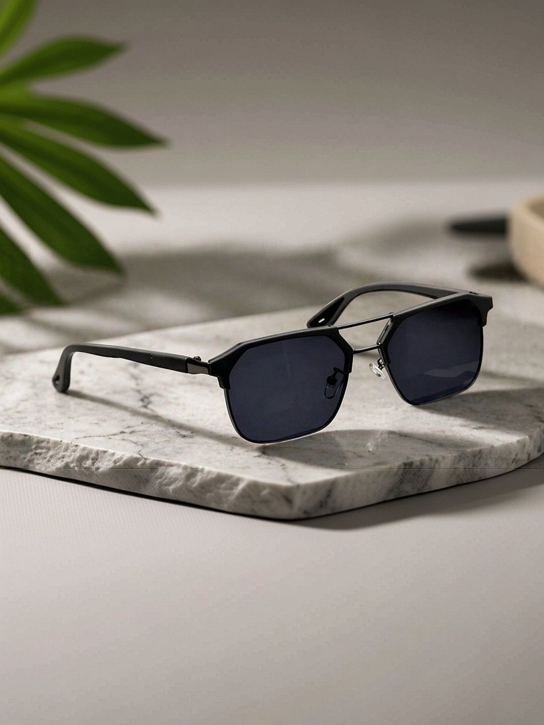 KOPEK Unisex Black Lens & Black Square Sunglasses with-picture-31