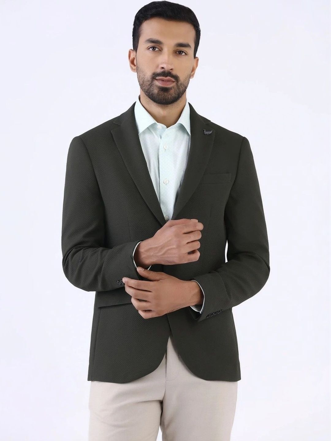 Blackberrys Self Design Notched Lapel Single-Breasted Slim Fit Formal Blazers-picture-36