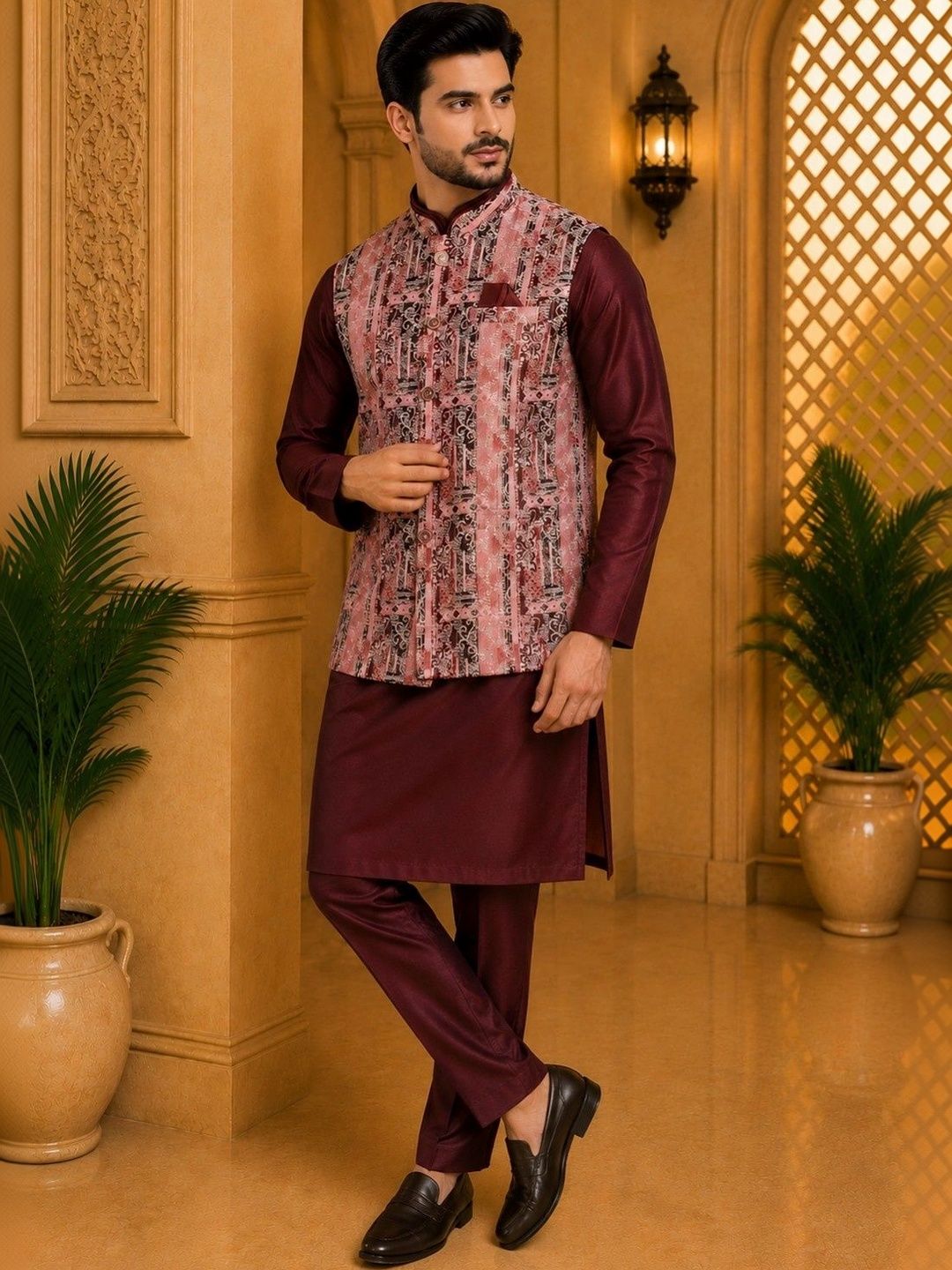 TRENDS OF ETHNIC Printed Brocade Nehru Jackets-picture-39