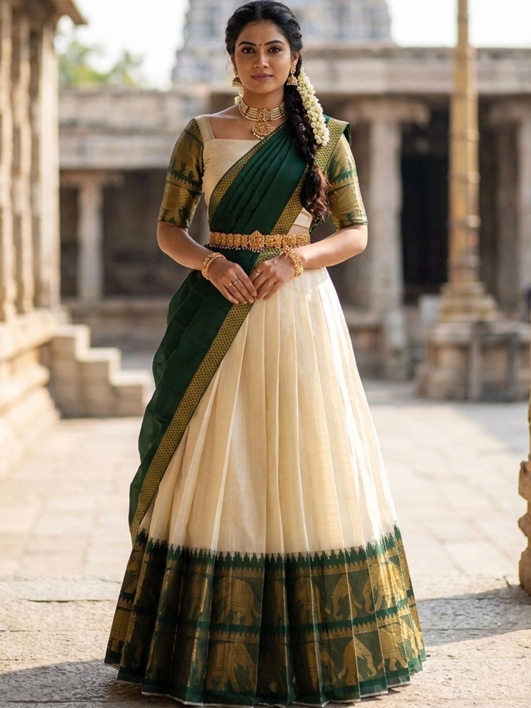 DRIP CHOWK Semi-Stitched Lehenga & Unstitched Blouse With Dupatta-image-14