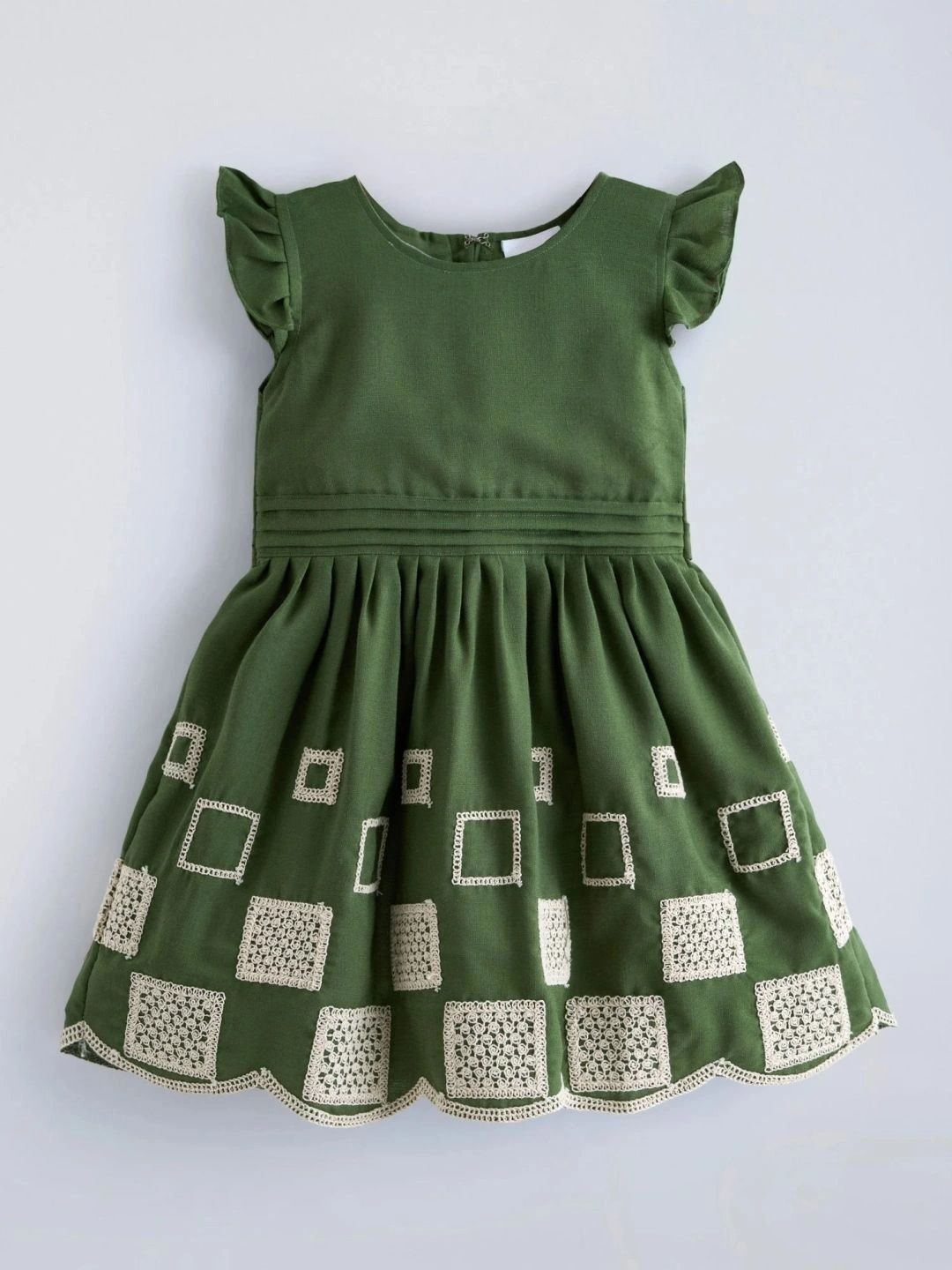 Hopscotch Embroidered Puff Sleeve Ruffled A-Line Dress-picture-38