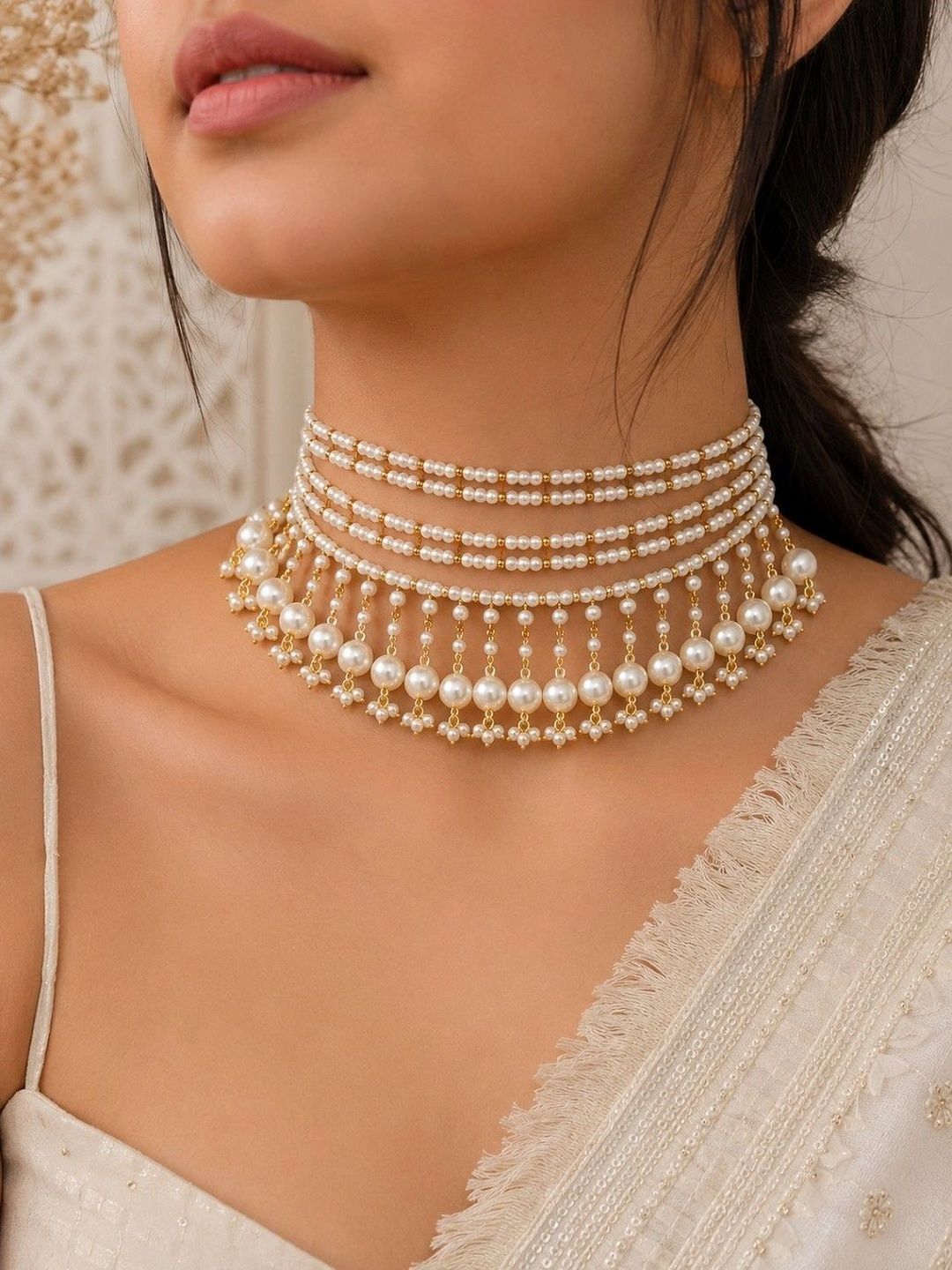 Sanjog Brass Gold-Plated Choker Necklace-picture-12