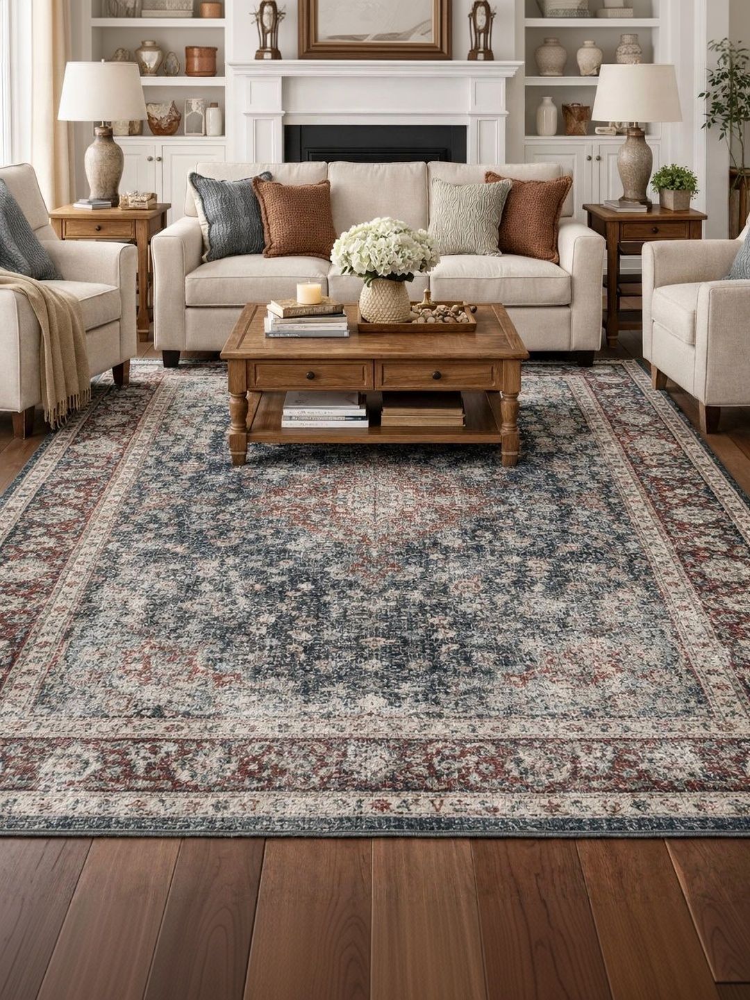 Myntra Elegant Homes Grey Traditional Anti-Skid Polyester Carpet-picture-16