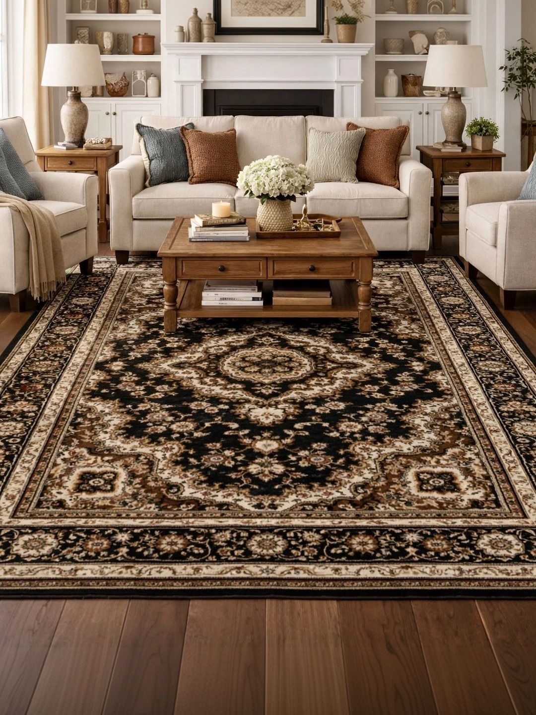 Myntra Elegant Homes Brown Traditional Anti-Skid Polyester Carpet-picture-18
