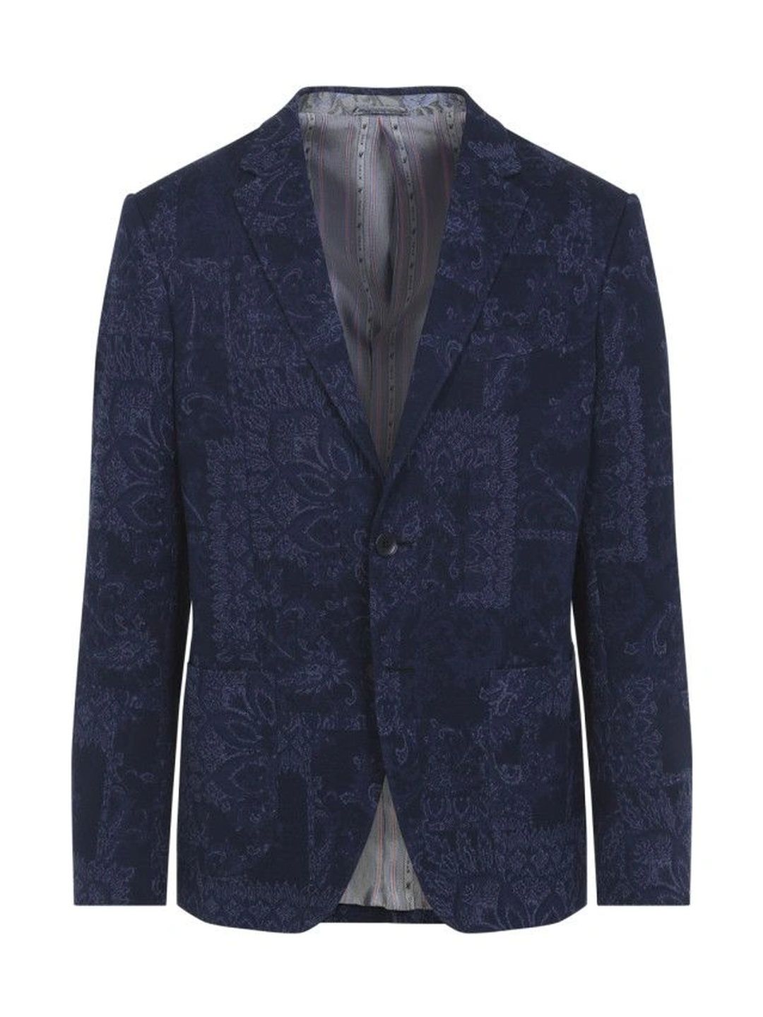 ETRO Blue Floral Jacquard Single-Breasted Blazer-picture-30