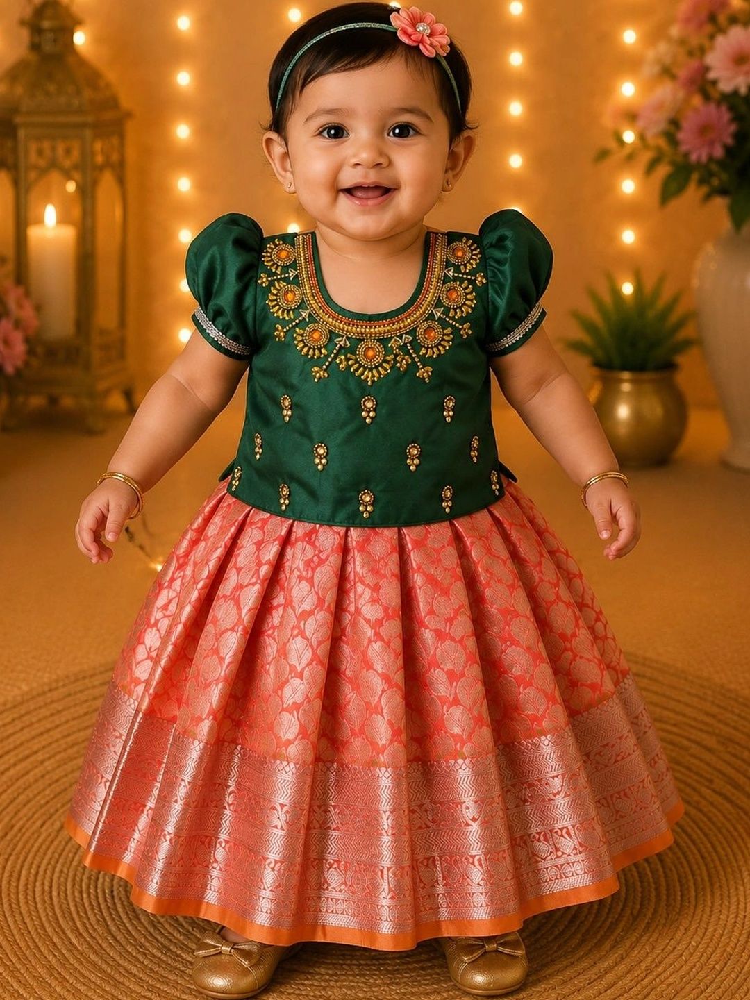 Babypattu Girls Embroidered Round Neck A-Line Ethnic Dresses-picture-23